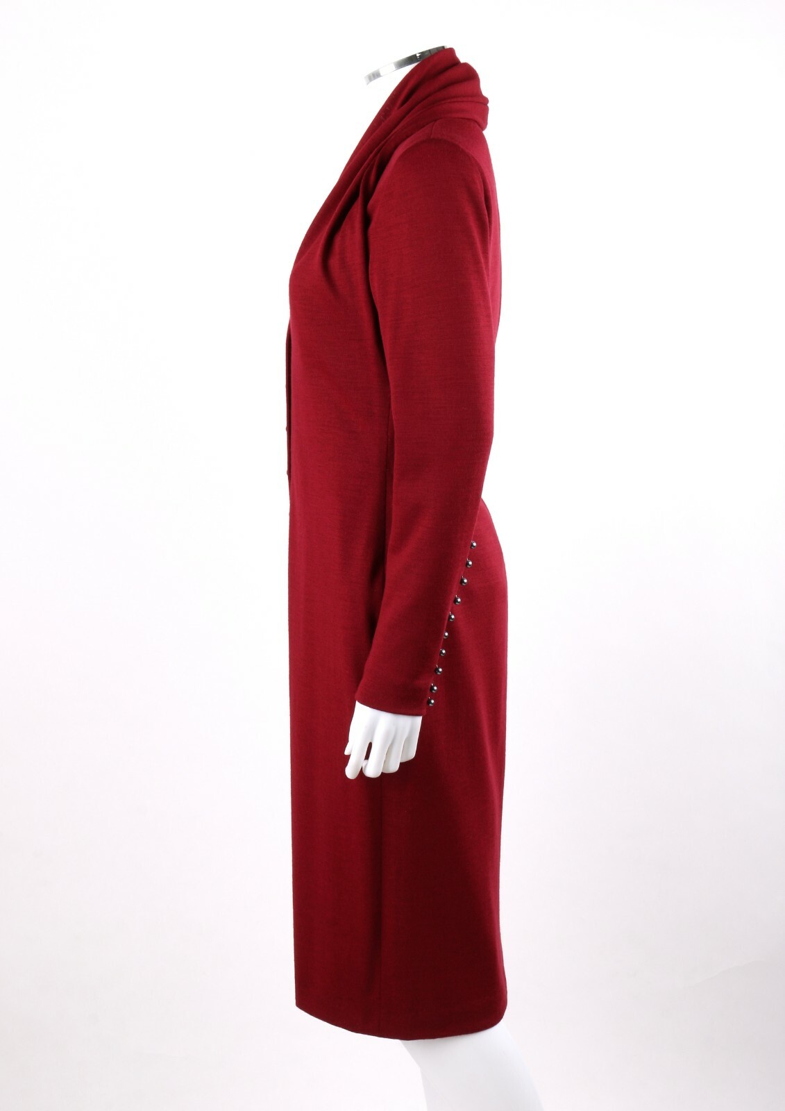 GIVENCHY Couture A/W 1998 ALEXANDER McQUEEN Ruby Red Wool Button Front Dress