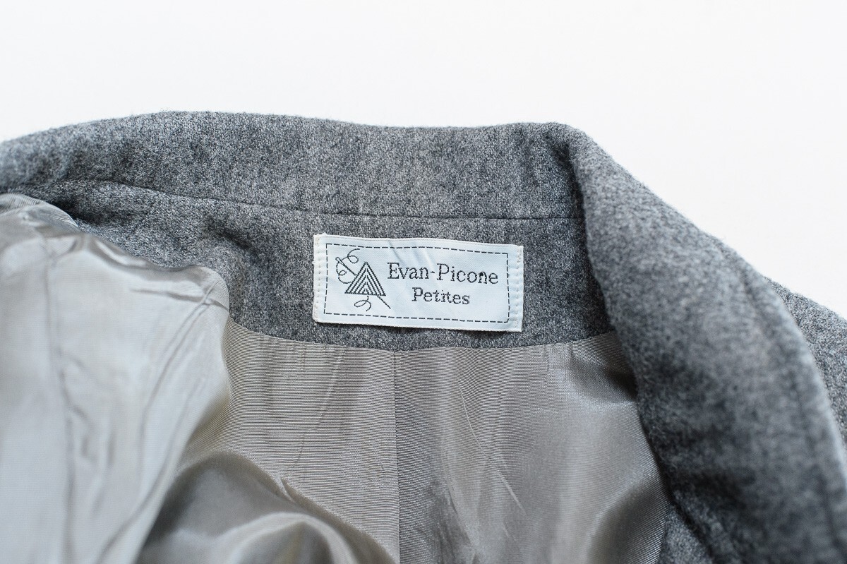 Evan Picone Blazer Jacket 12 Union Made 80s Petite Pure Wool Gray 12 preppy