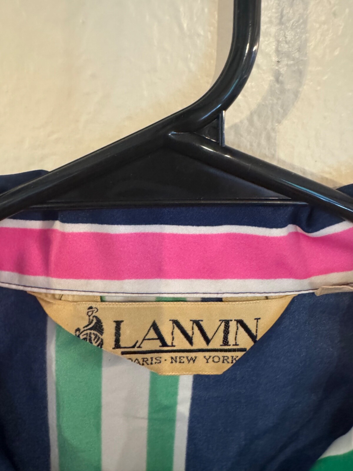 LANVIN Paris Blue, Pink & Green Long sleeve Shirt Dress
