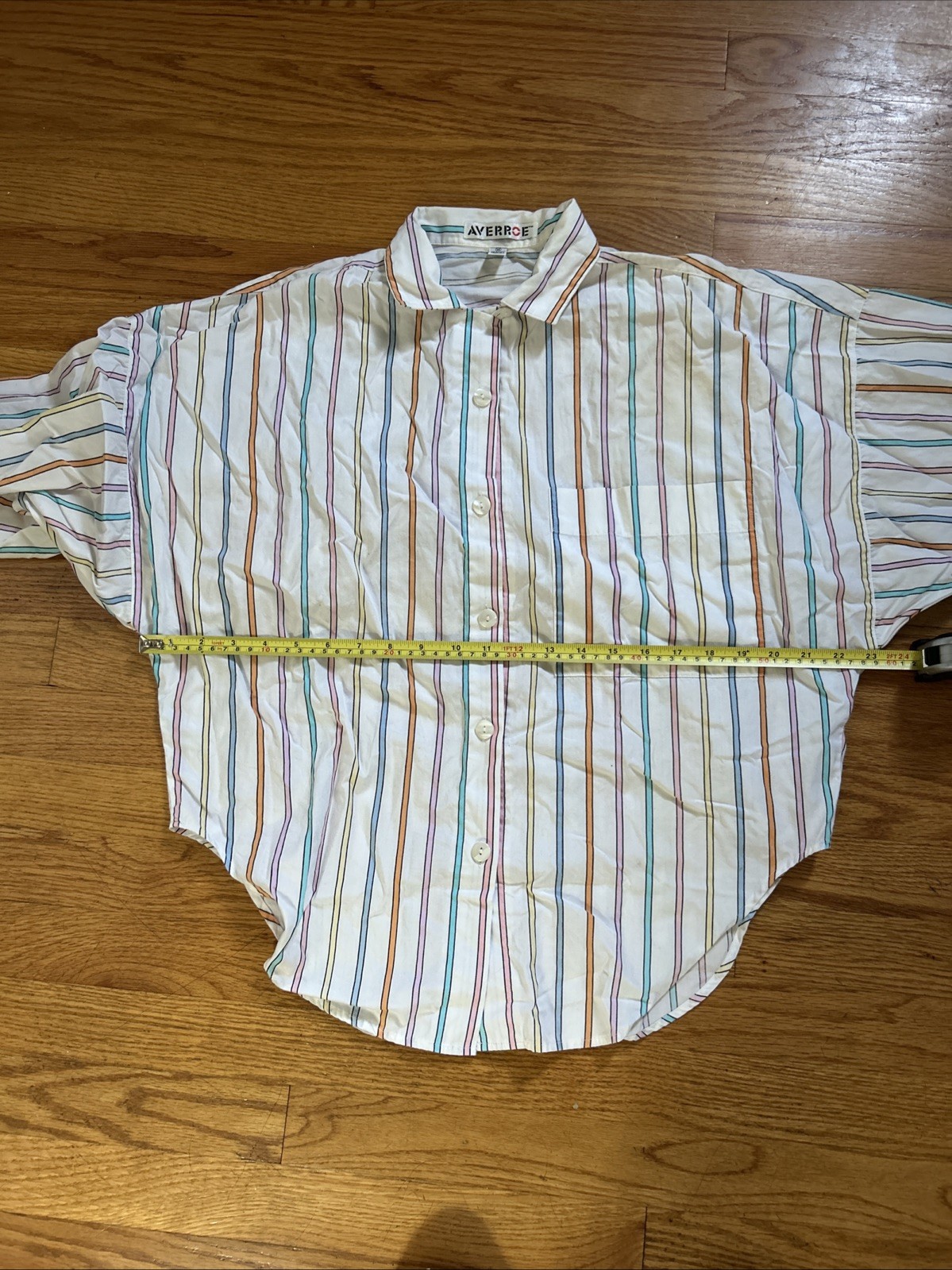 Vintage Averroe Medium Women’s Shirt 100% Cotton Striped Pastels 80’s Candy Vibe