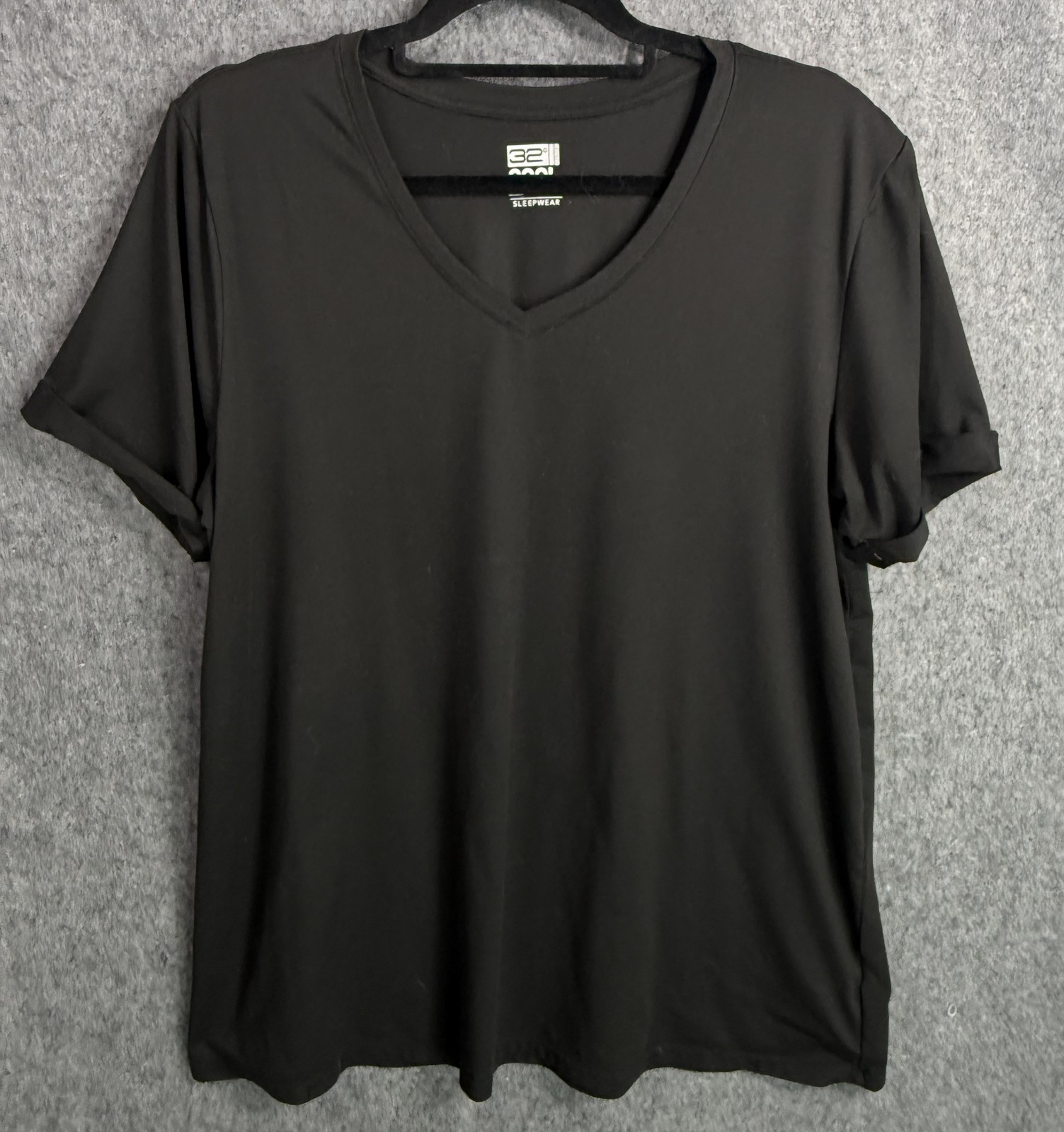 32 Degrees Cool Women’s Black V-Neck Short Sleeve Sleepwear Top Size XL/EG