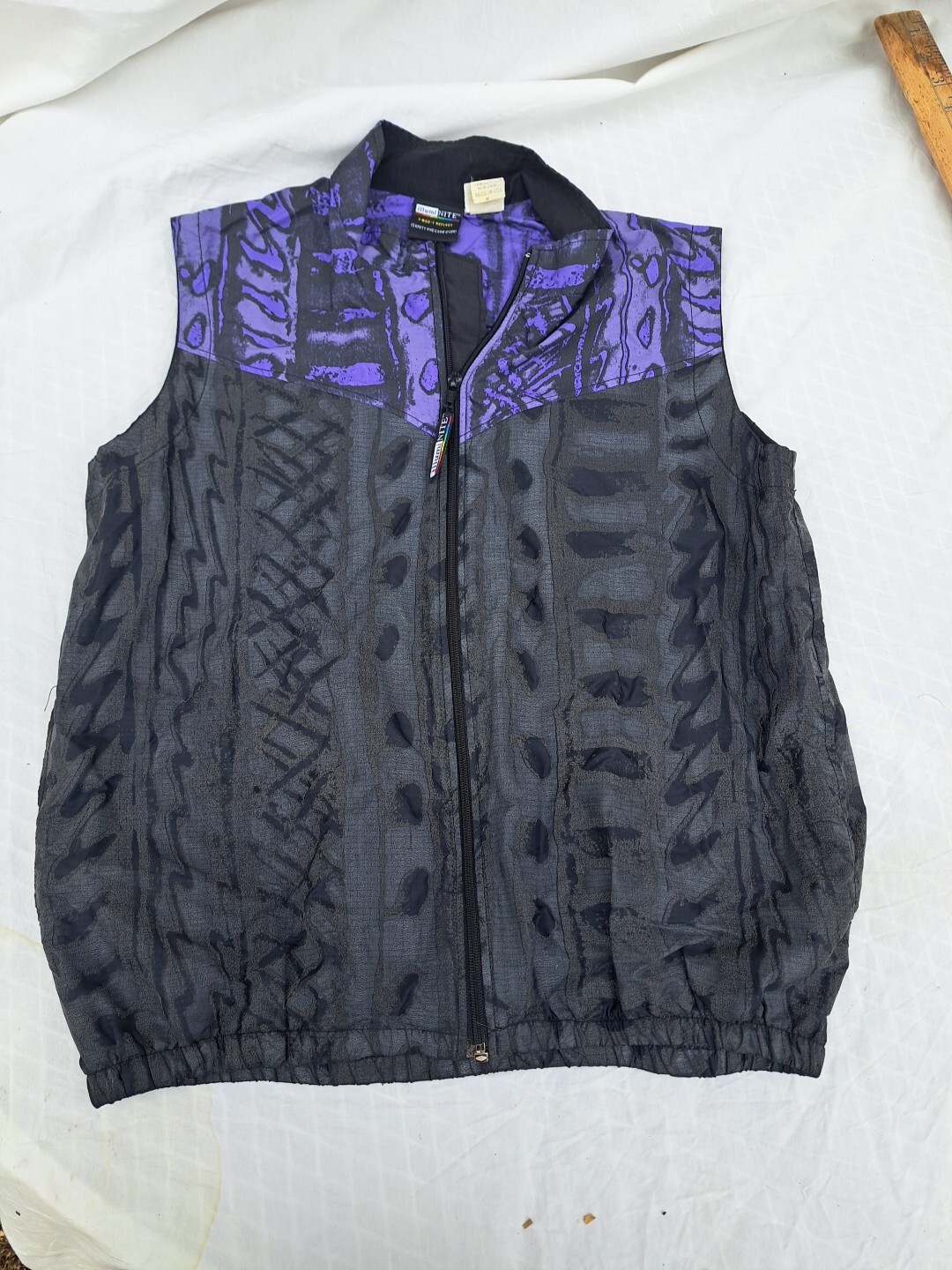 Vtg Illuminite Reflectice Nylon Vest Womens Med Funky 80s 90s Danskin Nylon