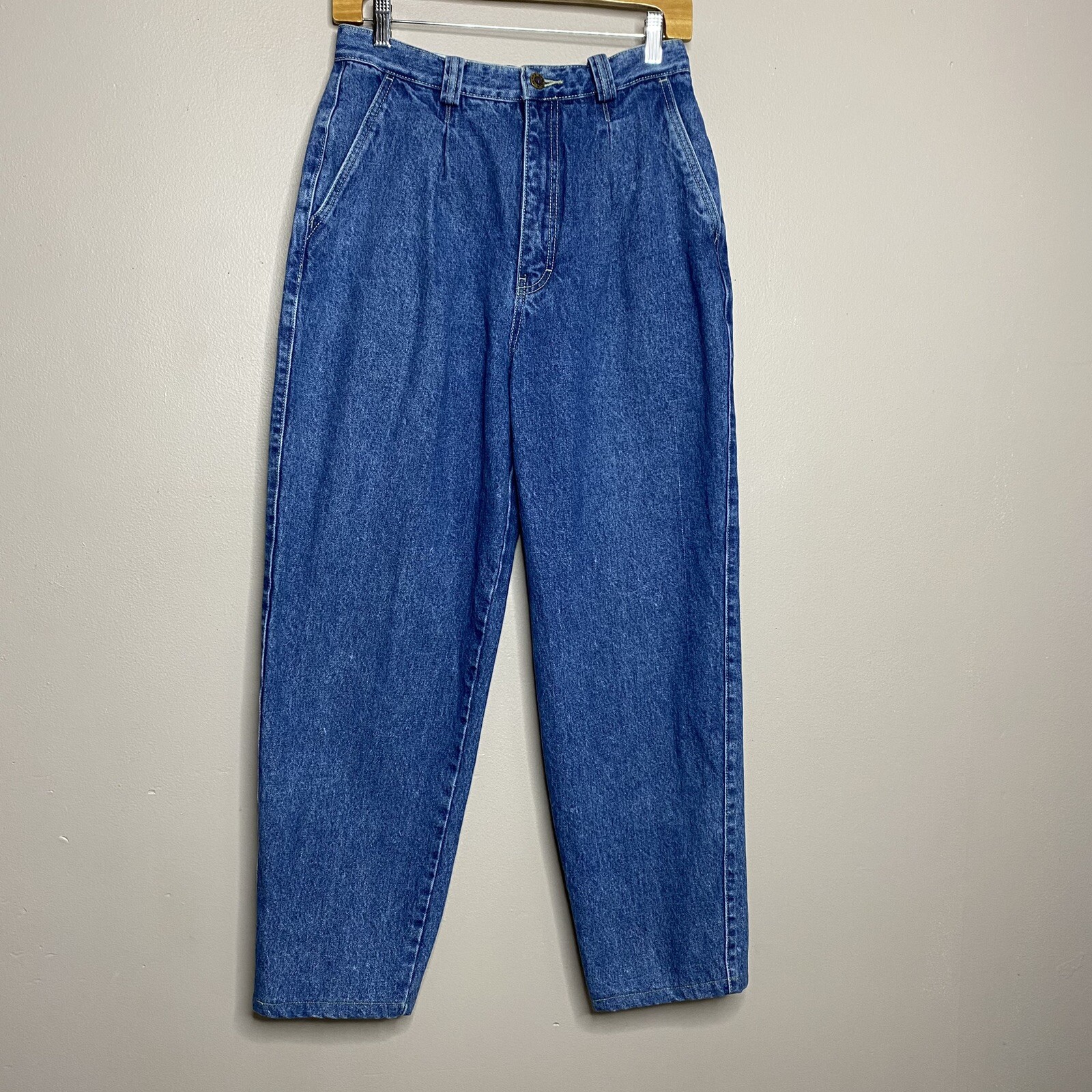 Vintage Bon Jour High Waisted Pleated Blue Jeans Size 14 (27X26)