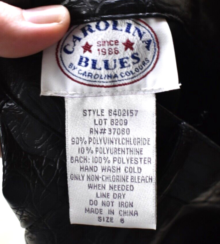 90s Deadstock Carolina Blues Faux Snakeskin Black PVC Indie Sleaze VTG 1990s