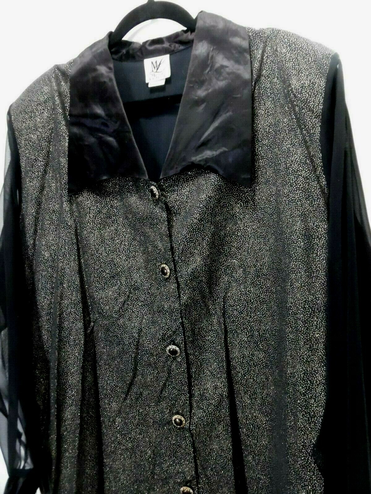 GROOVY VINTAGE MAGGIE LAWRENCE PLUS SIZE 22/24 DRESSY BLOUSE SHIRT SHEER SLEEVES