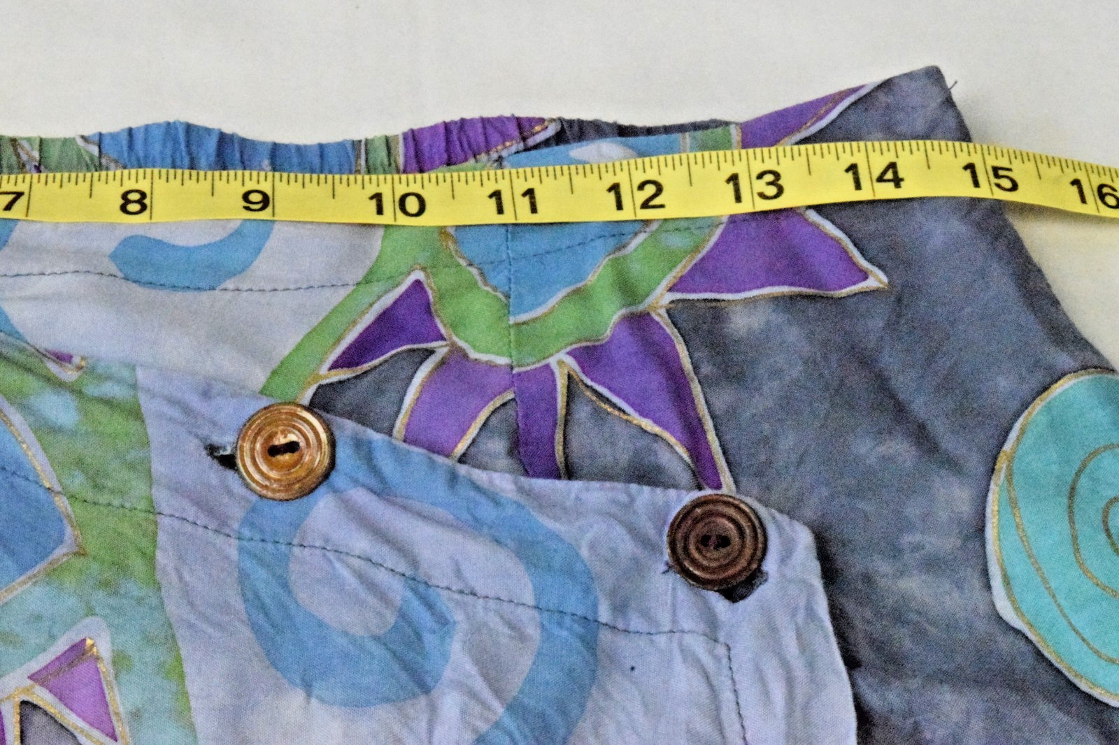 Vintage Wrap Skirt Size S/M 90s Purple Bohemian Batik Asymmetrical Button Top