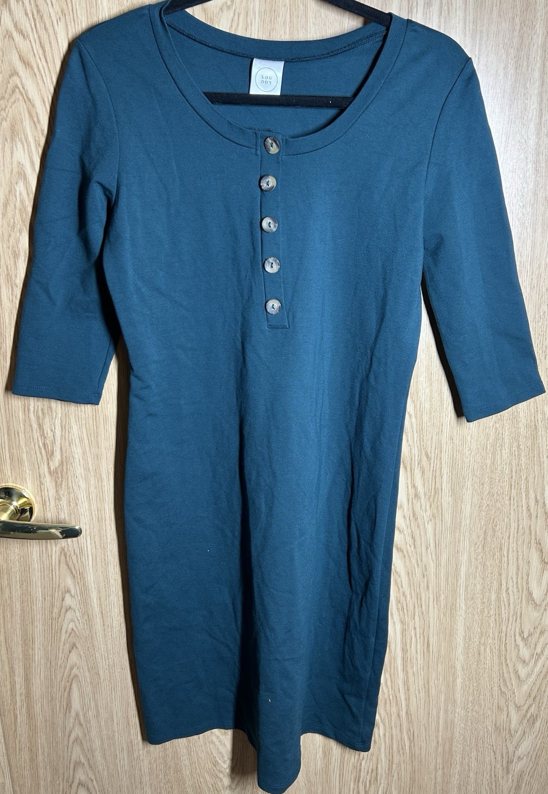 Lou Lou & Company Size S Maternity Nursing Henley Midi Ocean Teal Dress