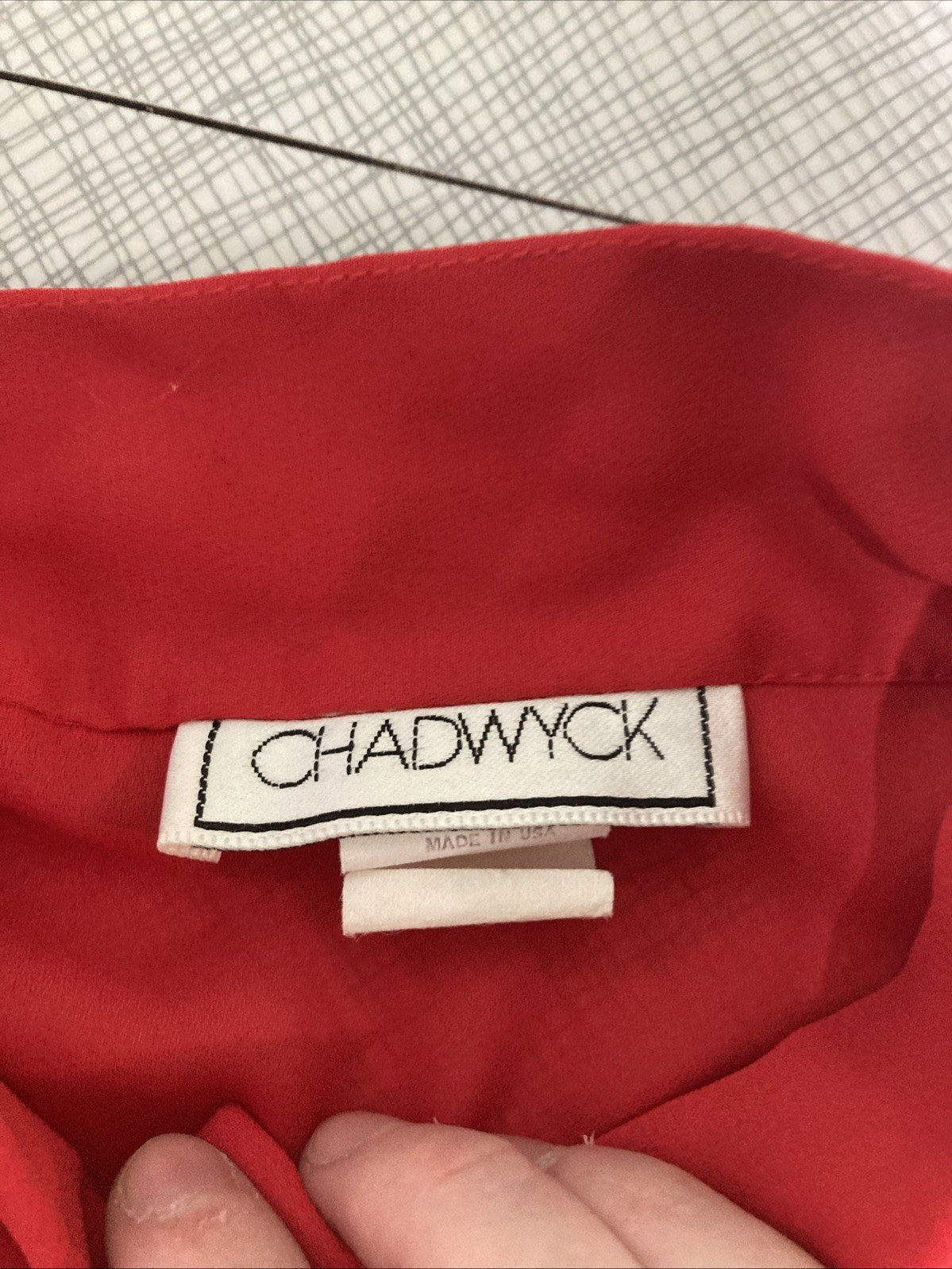 Vtg 80s Chadwyck Secretary Blouse 16 Red Pleats Tuxedo Crepe Sheer USA Mock Neck