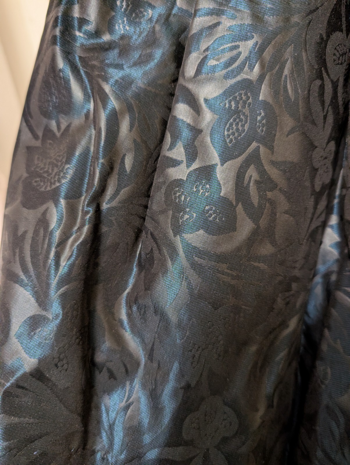 Vintage „Laura Ashley” Prom Dress, Velvet Strapless, Dark Teal Pattenes Taffeta