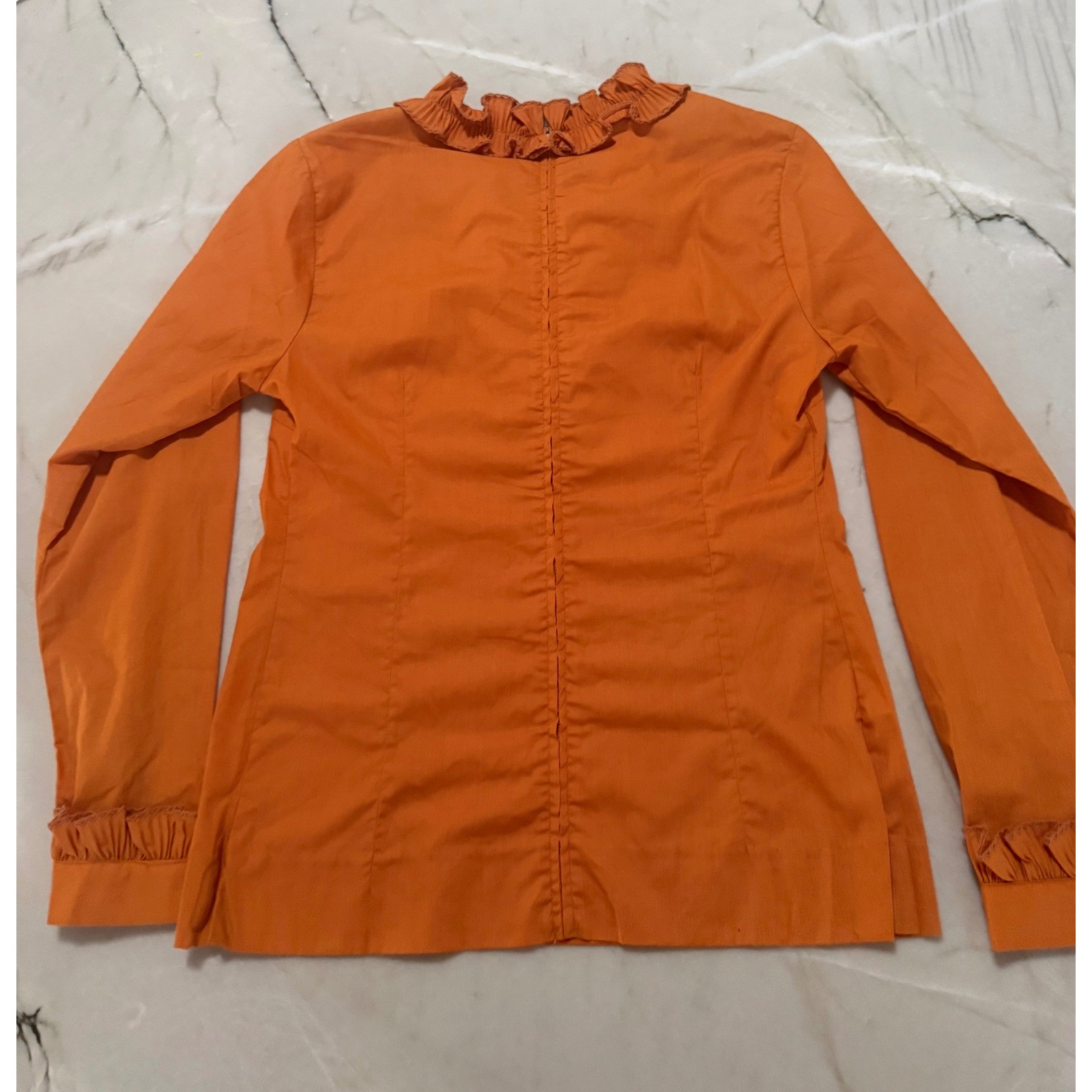 Vintage 70s H Bar C California Ranchwear Rust Tuxedo Ruffle Western Shirt Sz 32