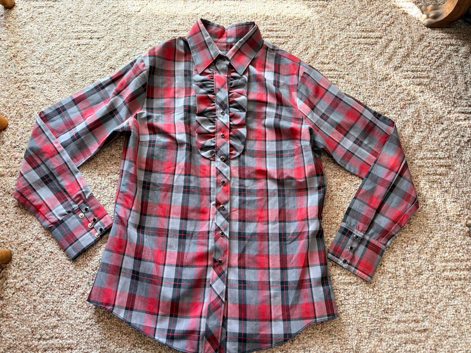 Vintage Dickson Jenkins Western Shirt Womens Blue Camo Pearl Snap Cowboy USA 14?
