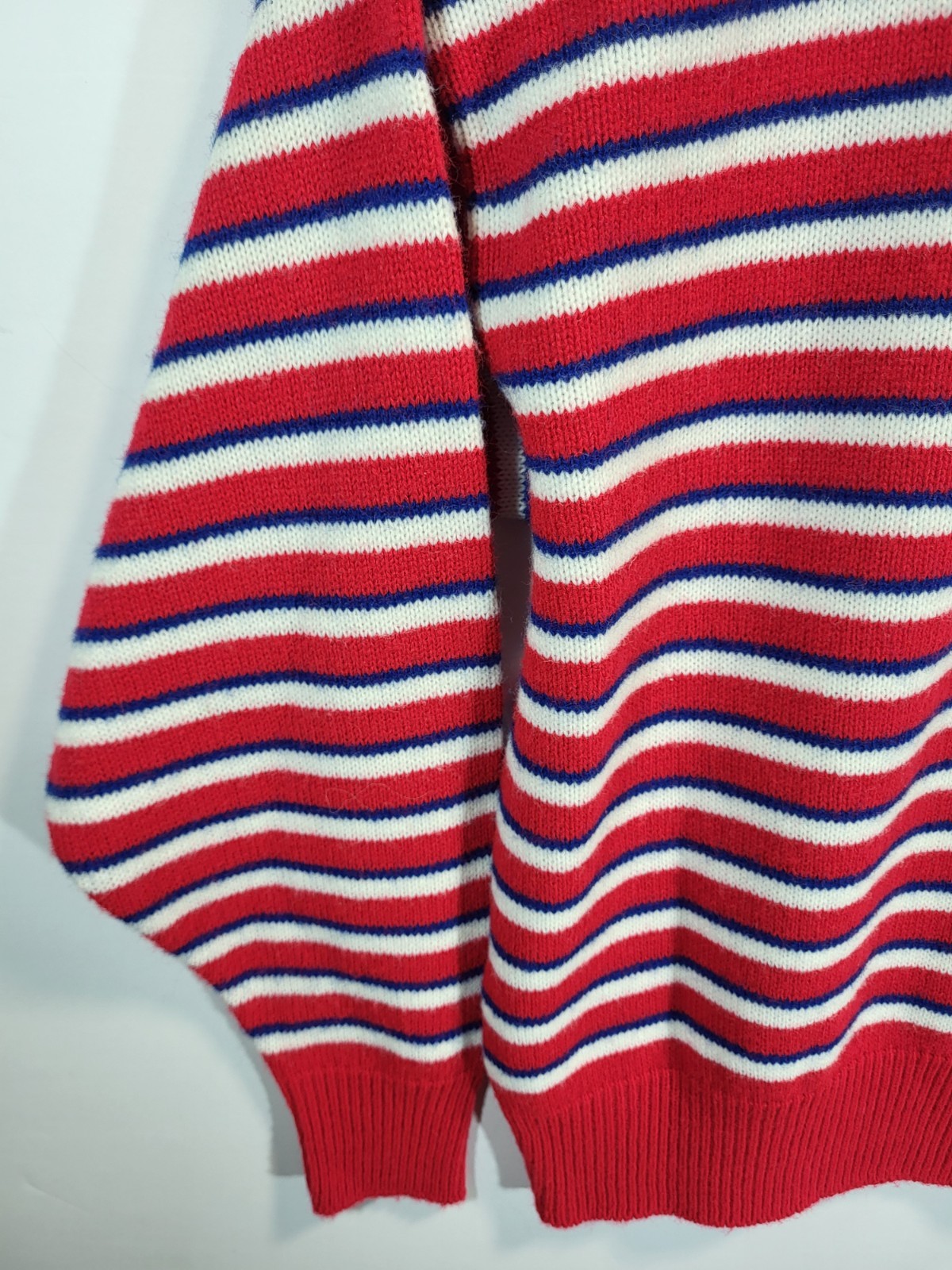 Picket & Post Sweater Women’s Small Striped Red White Blue Crew Neck Vintage 80s