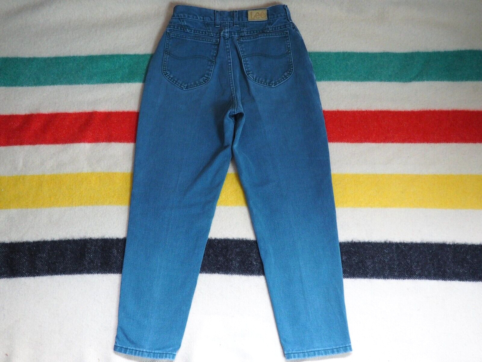 VTG 80s 90s LEE Spruce Green Teal USA High Waist Mom 27×26 Jeans Pants Womens