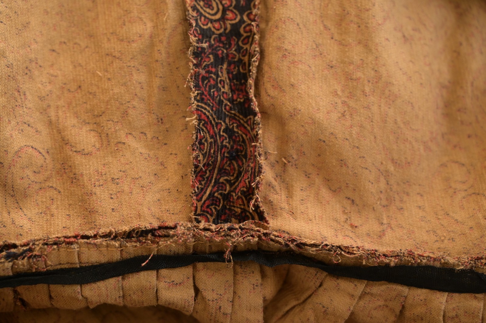 1960s COS COB Black Brown Red Paisley Corduroy Fit and Flare Button Front Dress