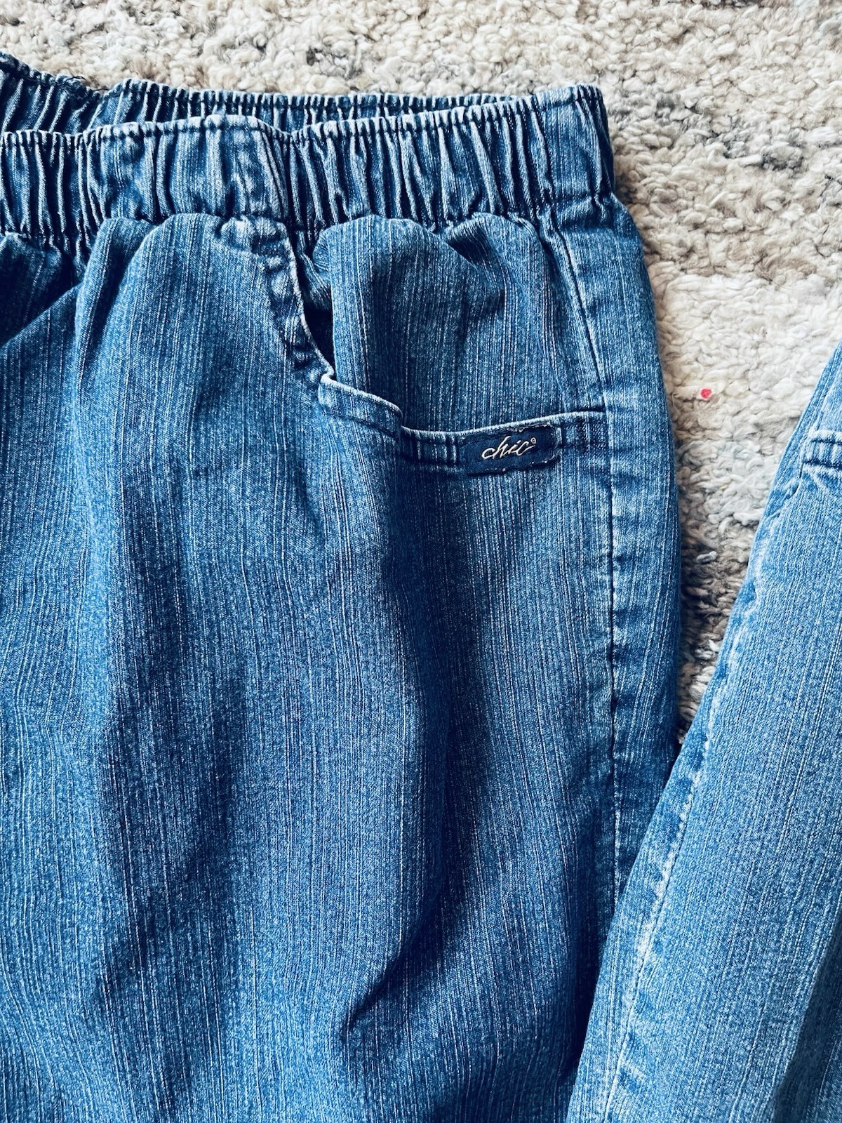 Vintage Chic Pull On Elastic Waist Ladies Pants Jeans Capri Denim Lot Size 22W