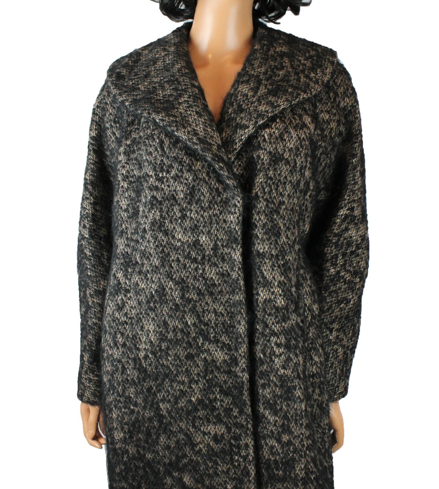 Winter Coat Sz L Vintage 50s Black Brown Shaggy Mohair Wool Jacket Frank Gallant