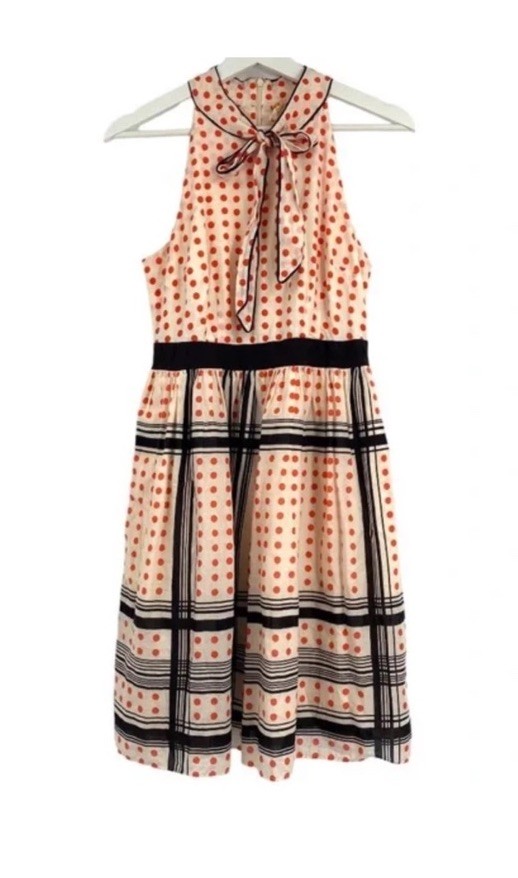 Vintage Anthropologie Maeve Star Turn Dress 4 6 S 2007 Tie Neck Sold Out Rare