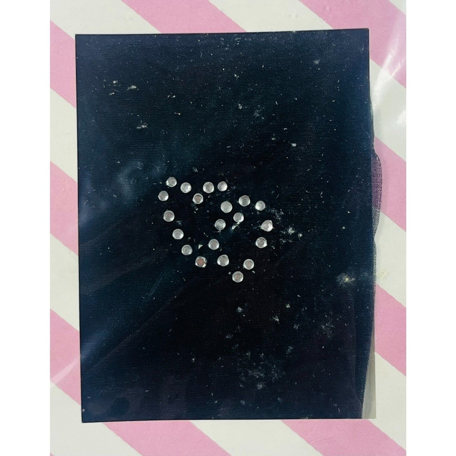 NOS 1980s Women’s Club Black Pantyhose Heart Rhinestone Tall Y2K Prom Formal Lg