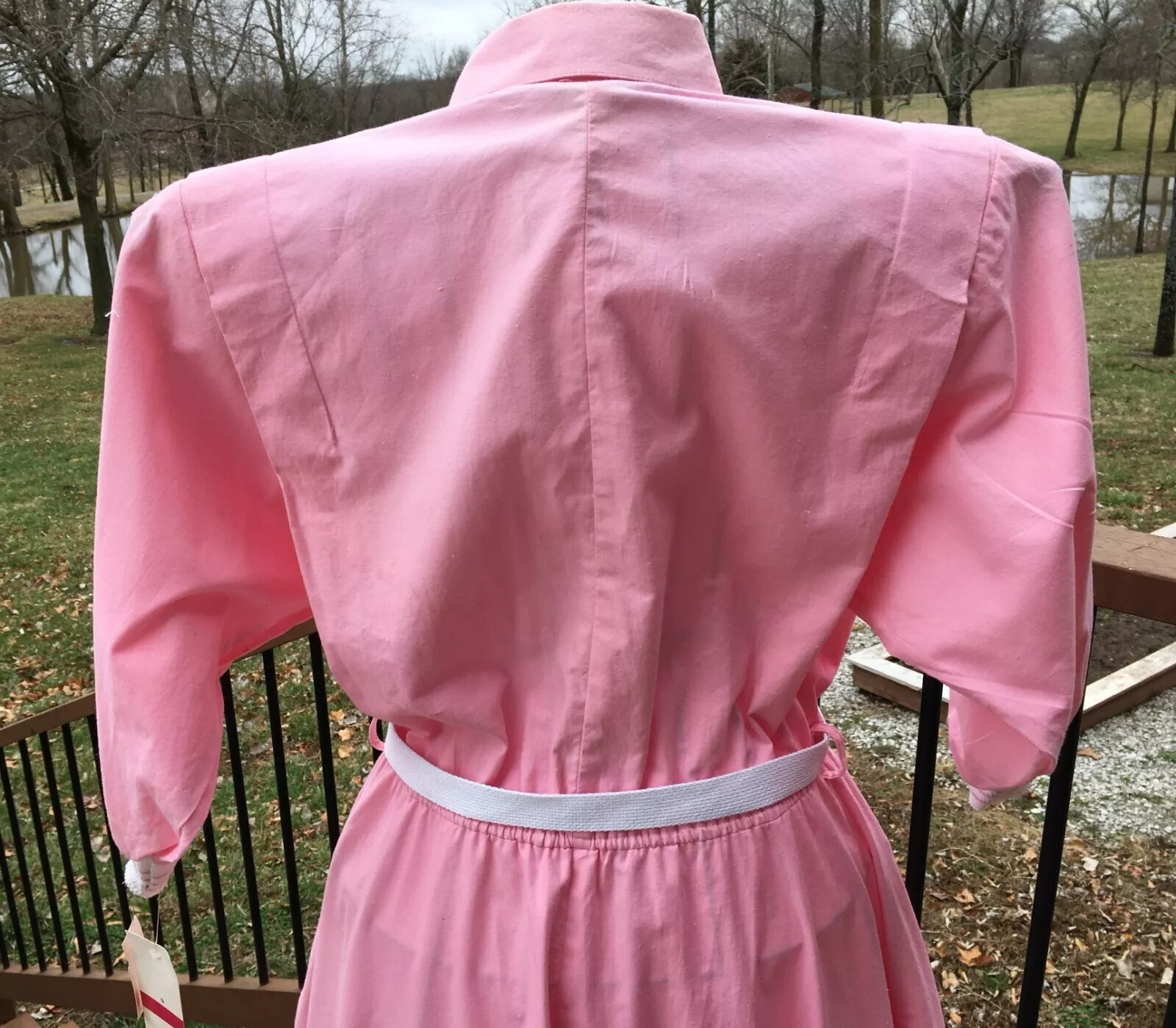 1960s Vintage Shirt Dress Rockabilly Swing Shirtwaist Pink Size 12 NWT