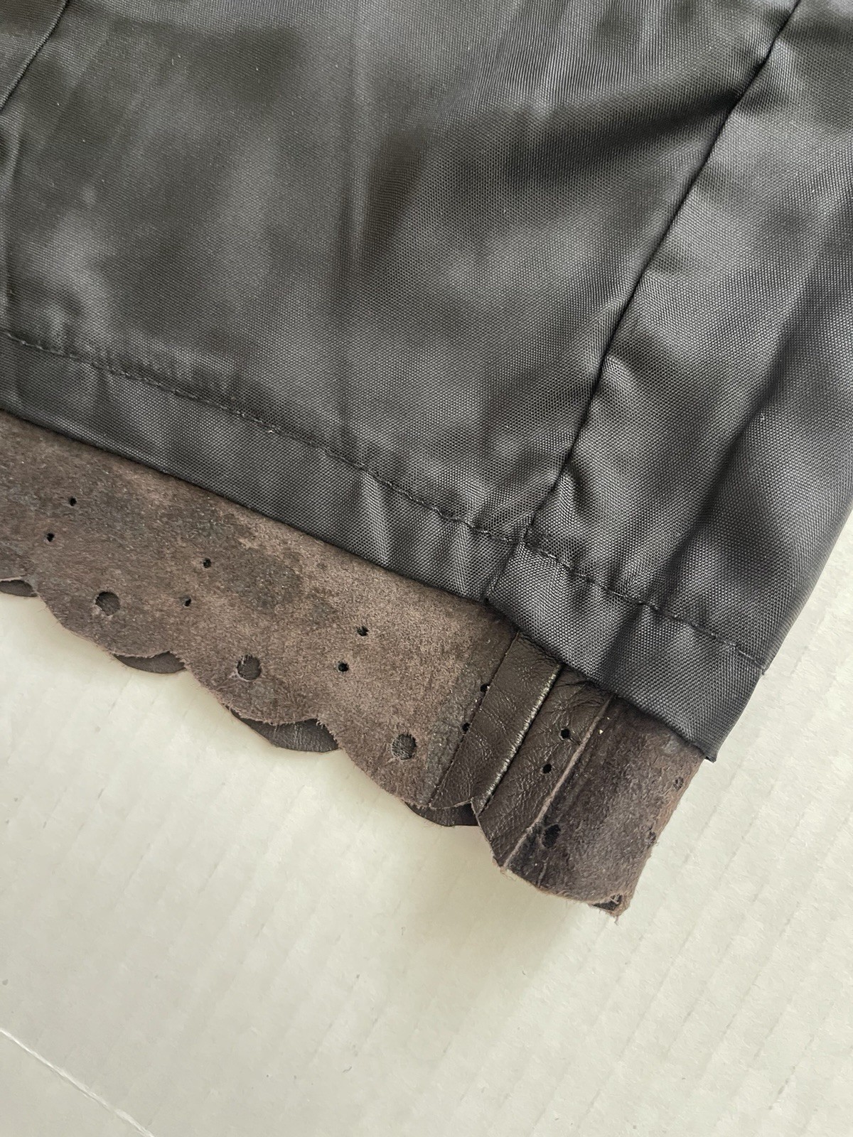 Vintage Genuine Leather Skirt NWT Deep Brown Scalloped Hem XXS 23” Waist