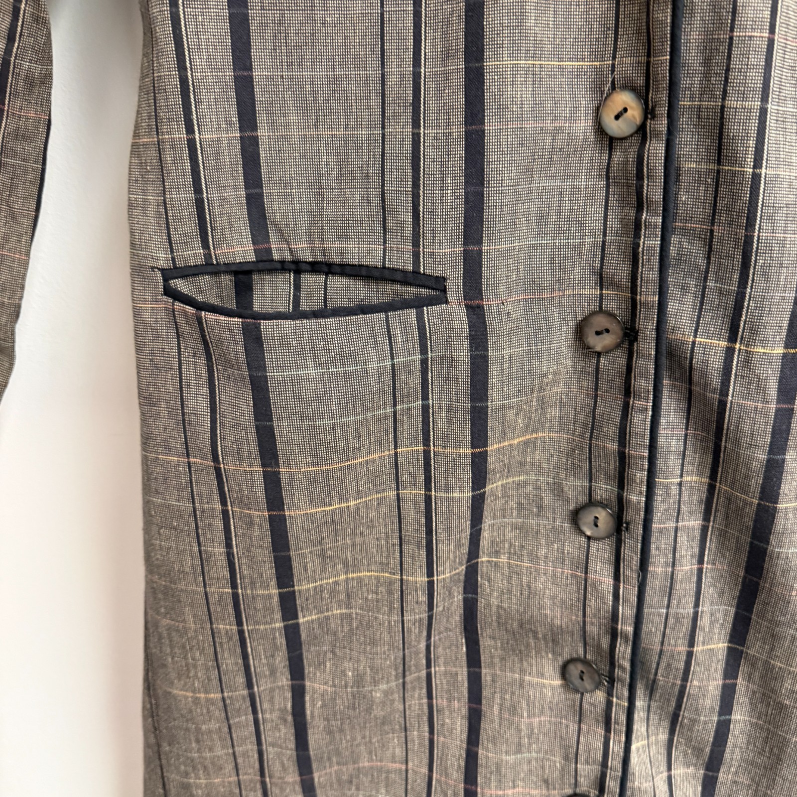 Vintage 80s Di Nuovo Gray Pinstripe Shirtdress Jacket S/M