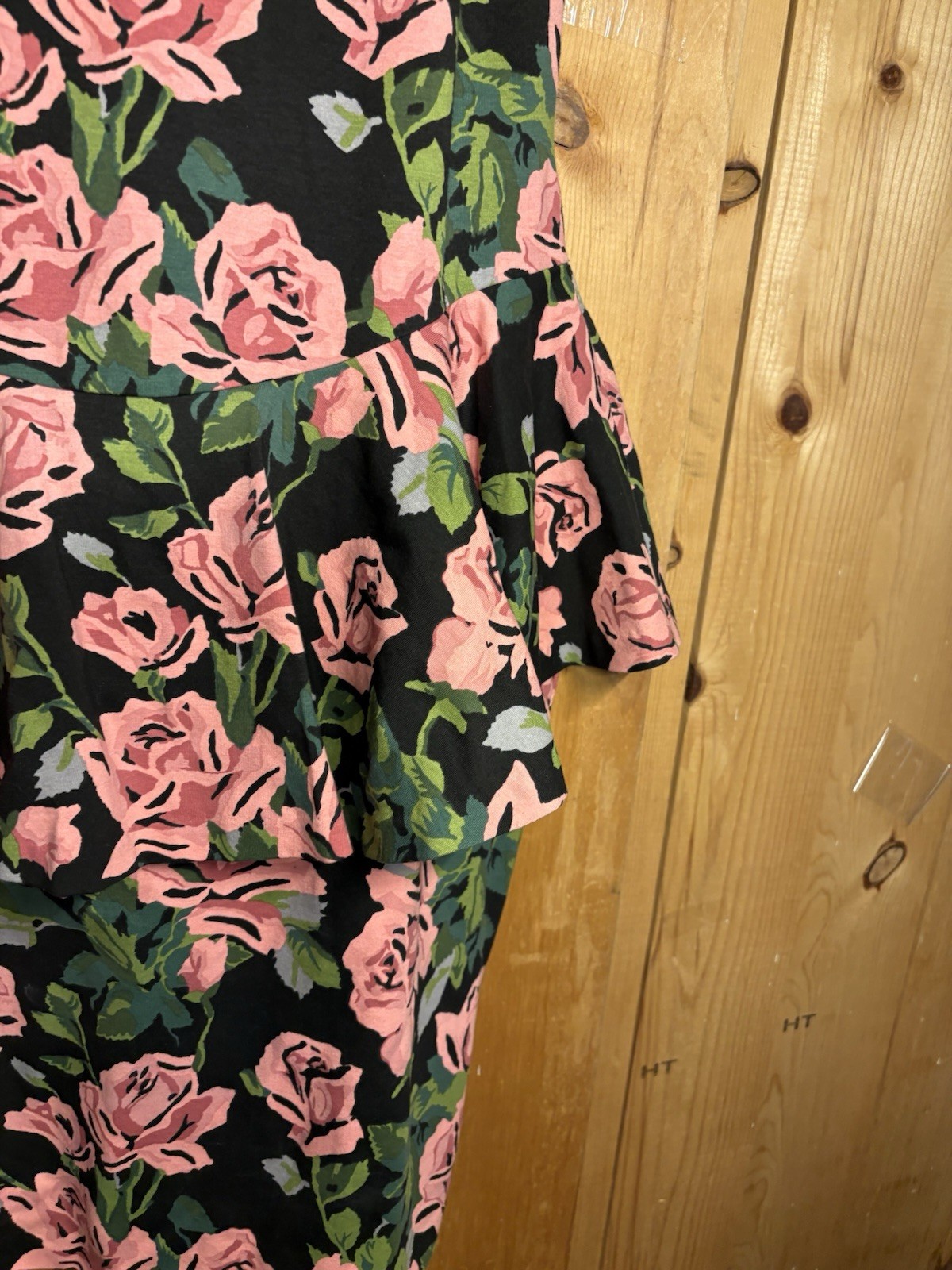 VTG Betsey Johnson Pink Rose Peplum Waist Sz L NWT Sexy Stretchy Body-con 40/34