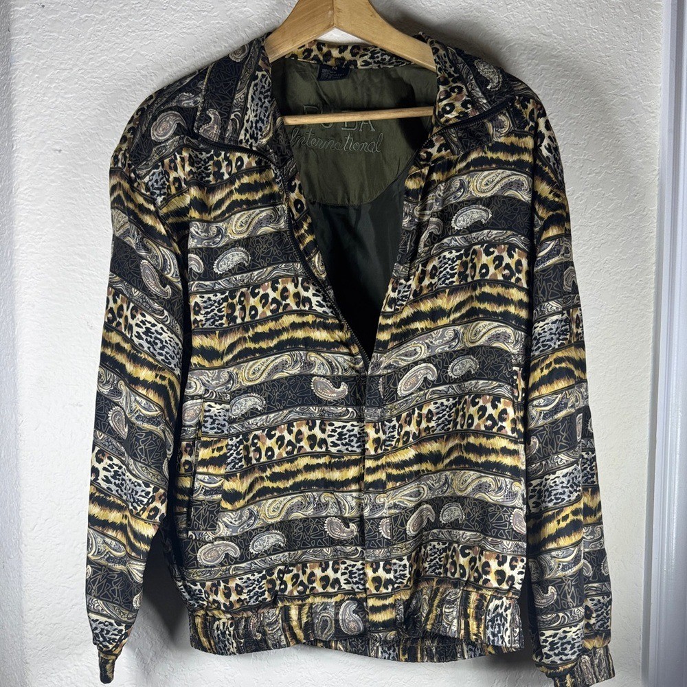 Vintage bold animal prints bomber jacket M