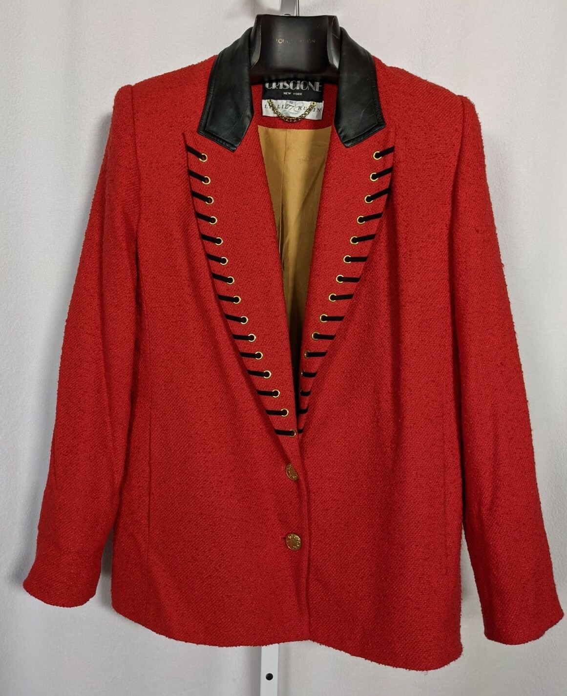 Ciscione New York Vintage 80s Red Black Lace Up Leather Punk Jacket Lillie Rubin