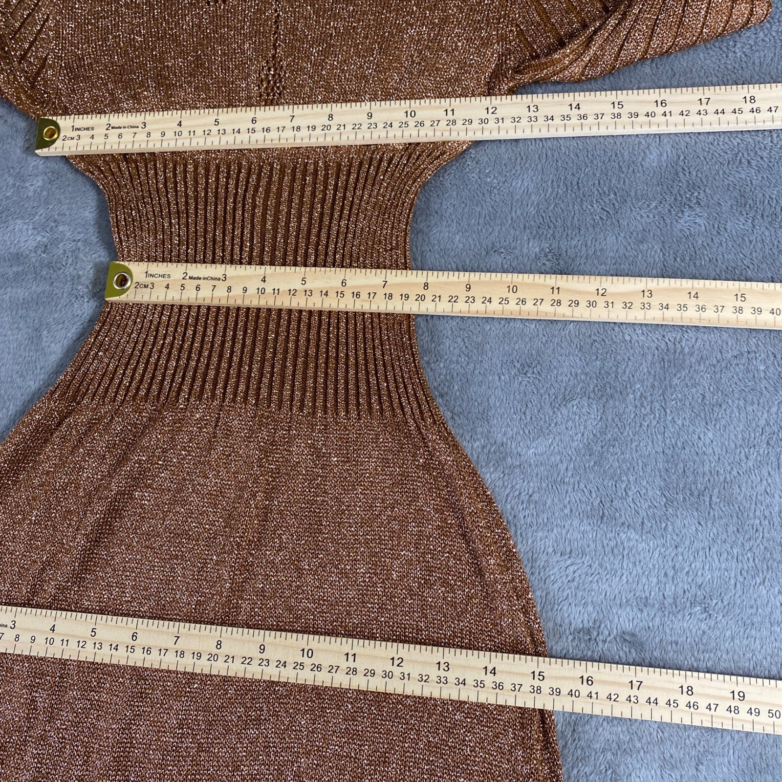 Vintage Wenjilli Maxi Dress Women 7/8 Metallic 70s Turtleneck Lurex Knit Gown