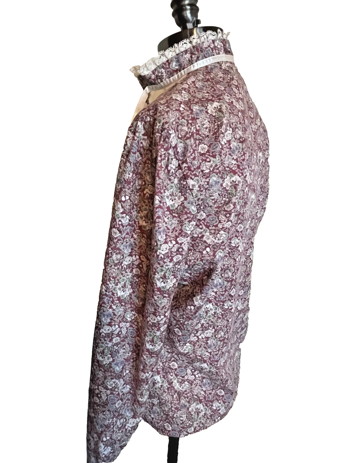 Vtg Funny Girl Blouse Shirt Size 13/14 High Neck Floral Calico Prairie Cottage