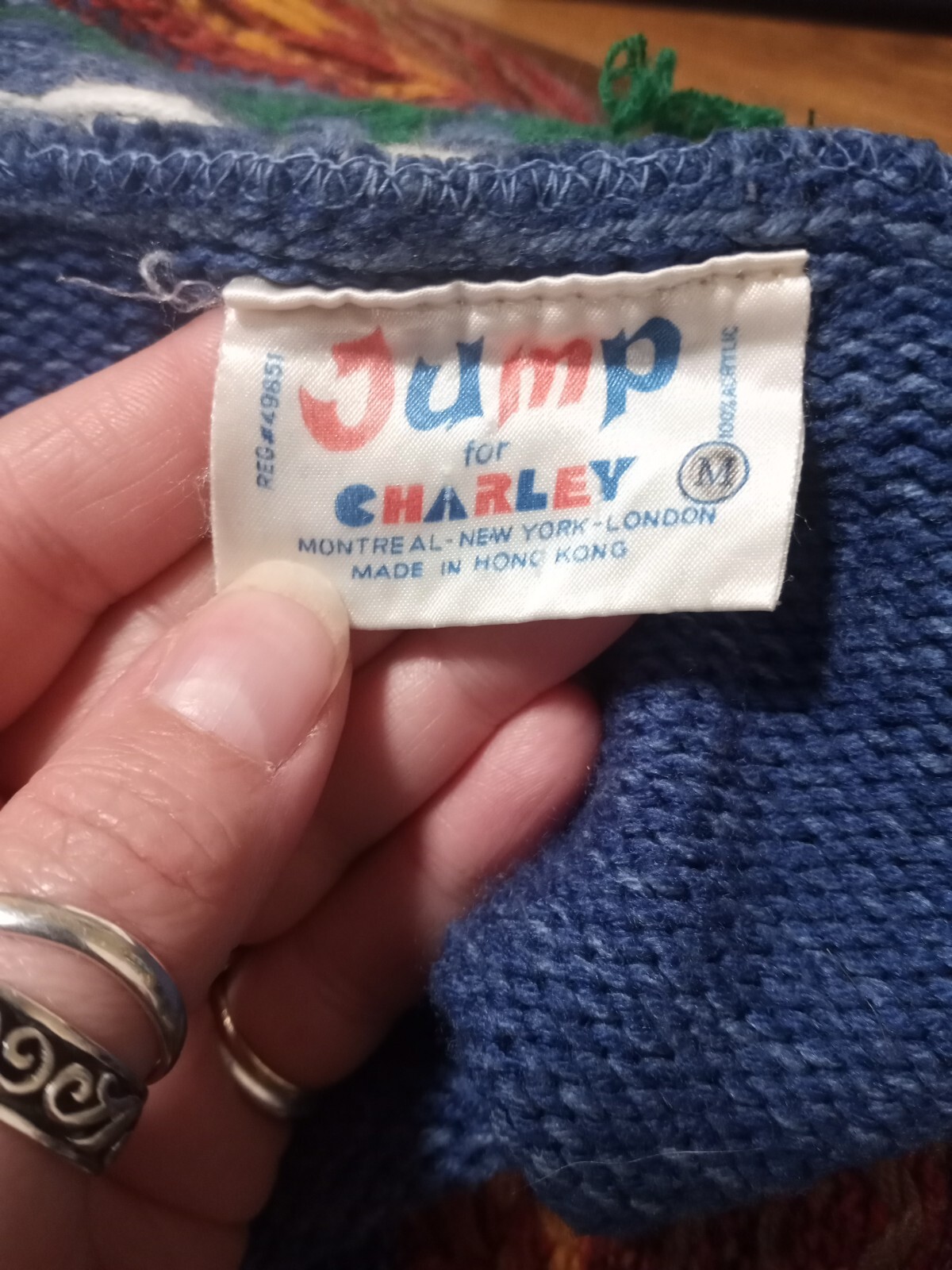 MFR Vtg 70s Jump for Charley Hippie Boho Long Hooded Sweater Jacket Size Med
