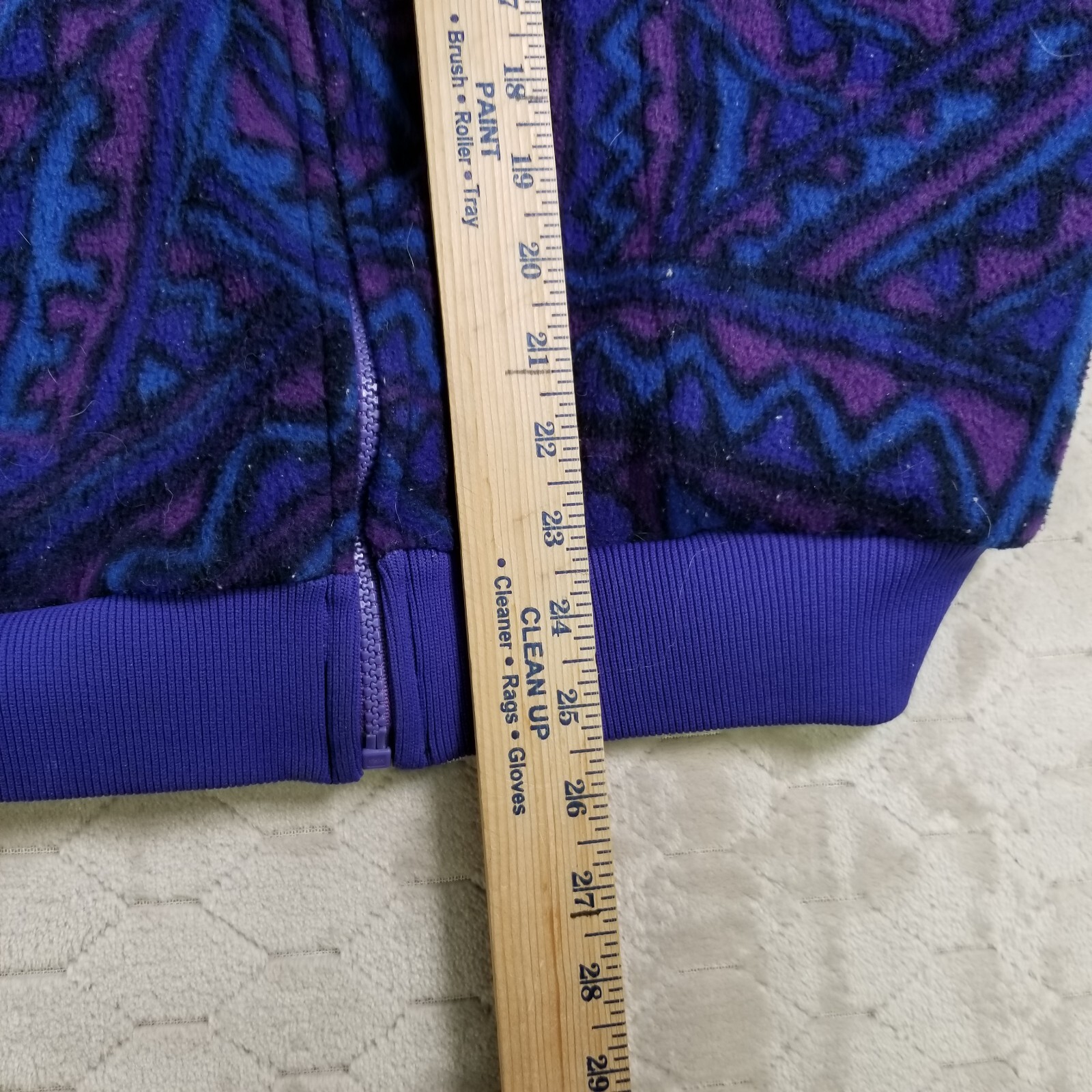 VTG Cindy Roberts Seattle Geometric Aztec Purple Blue Fleece Jacket Sz S 90s
