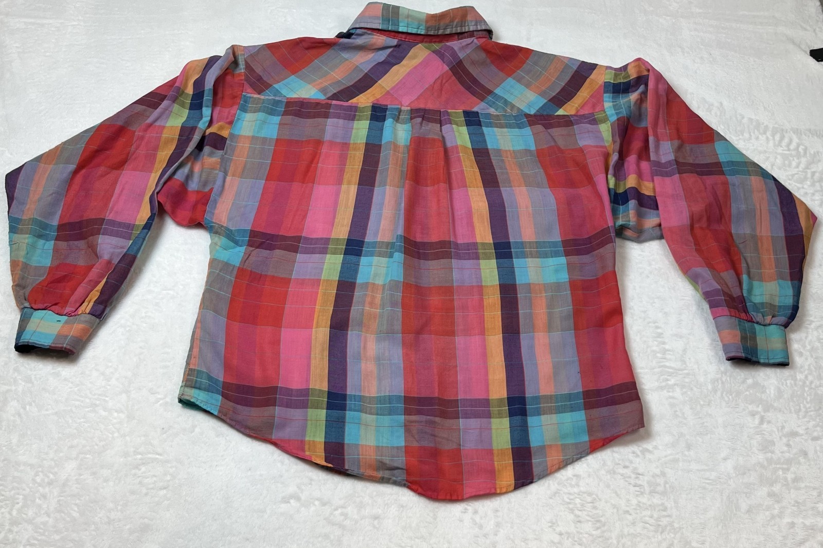 Vintage 80’s Dee Cee Rainbow PLAID Multicolor Button up shirt Medium