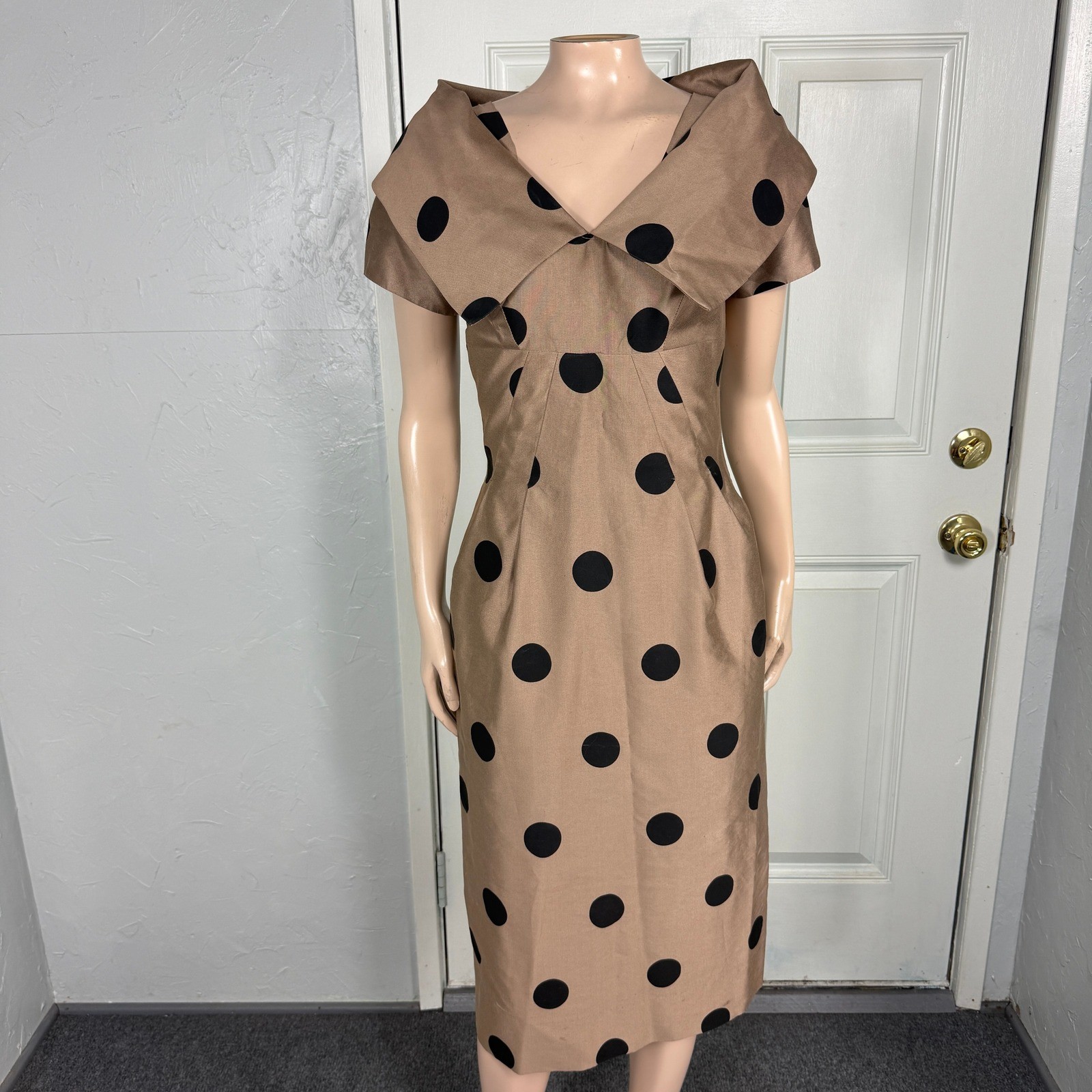 Vintage 50s 60s Juile Miller Dress Wiggle Polka Dot 10 California QQ10
