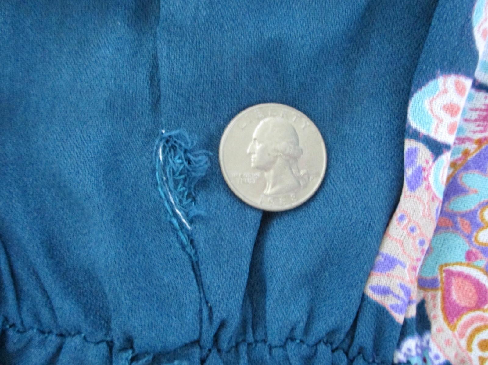 Vtg 70s Blue Red Floral Asian-Inspired Chiffon Slit Dress Asymmetric Buttons 9