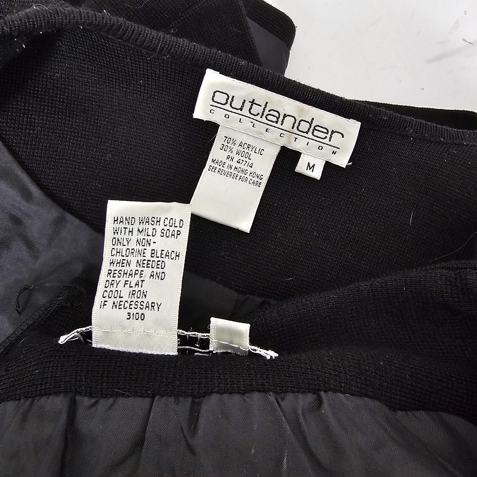 Vintage 80s 90s Outlander Collection Black Skirt Suit Gold Pyramid Studs Career