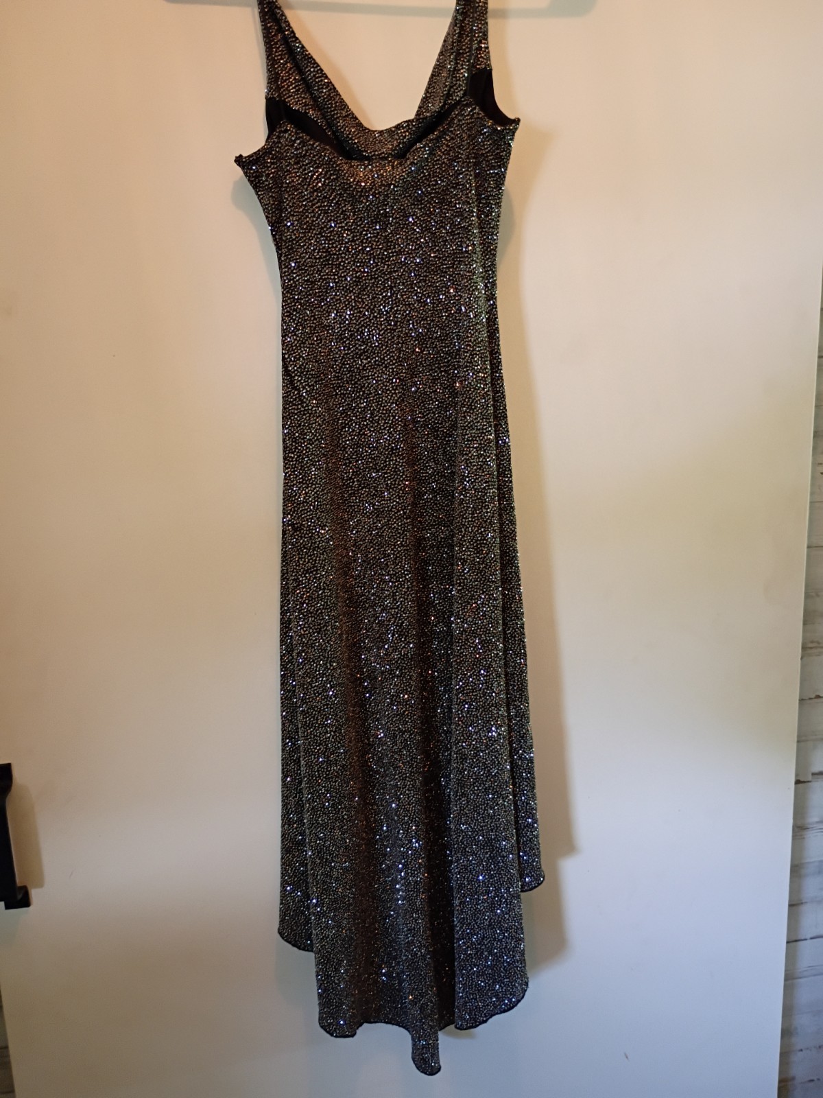 Vintage Jodi Kristopher Black Speckled High-Low Cowl Slip Dress