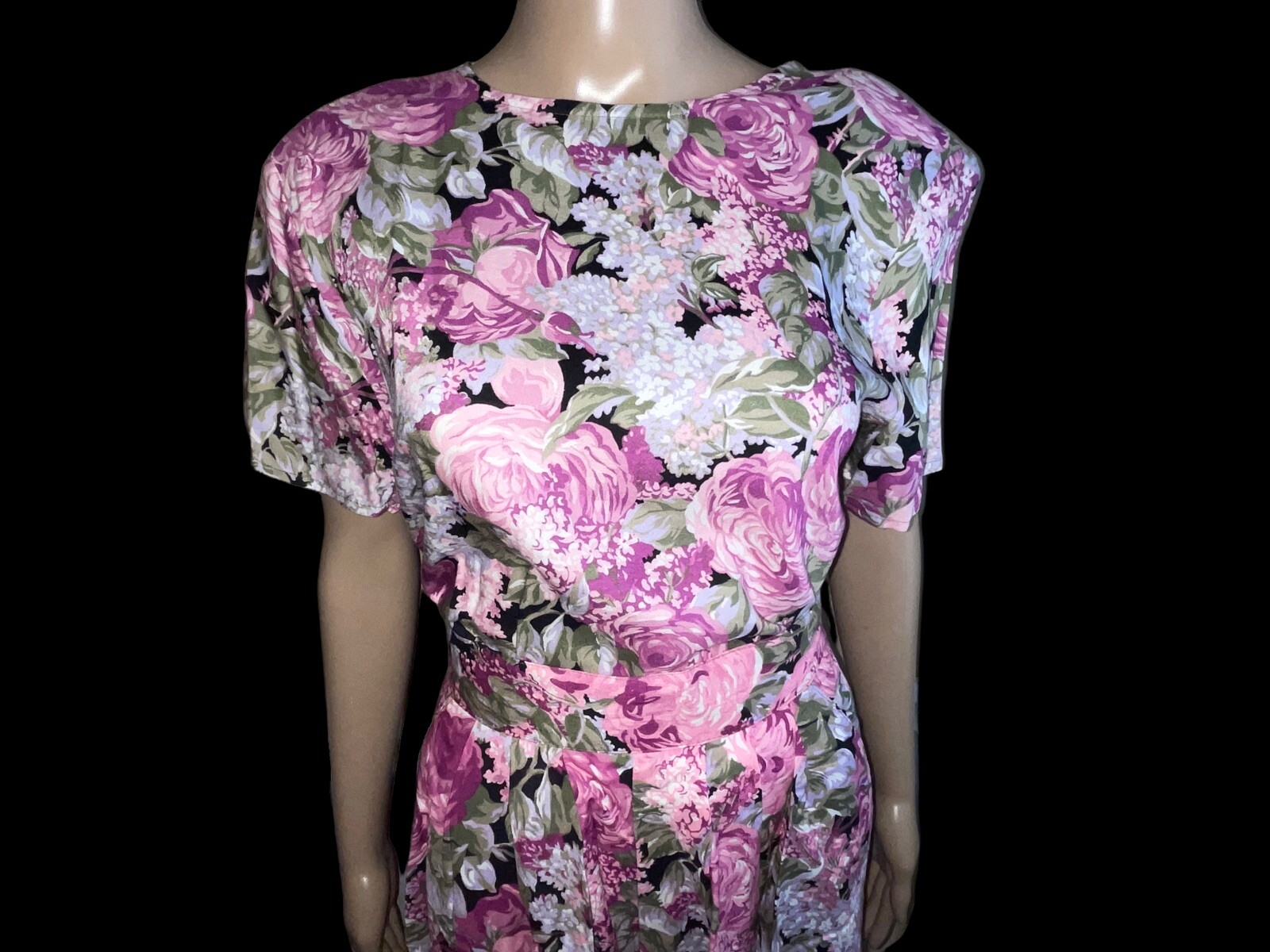 VTG 80s Langtry Floral 2 Piece Jumper Shorts Blouse Pink Flowers Medium Mom