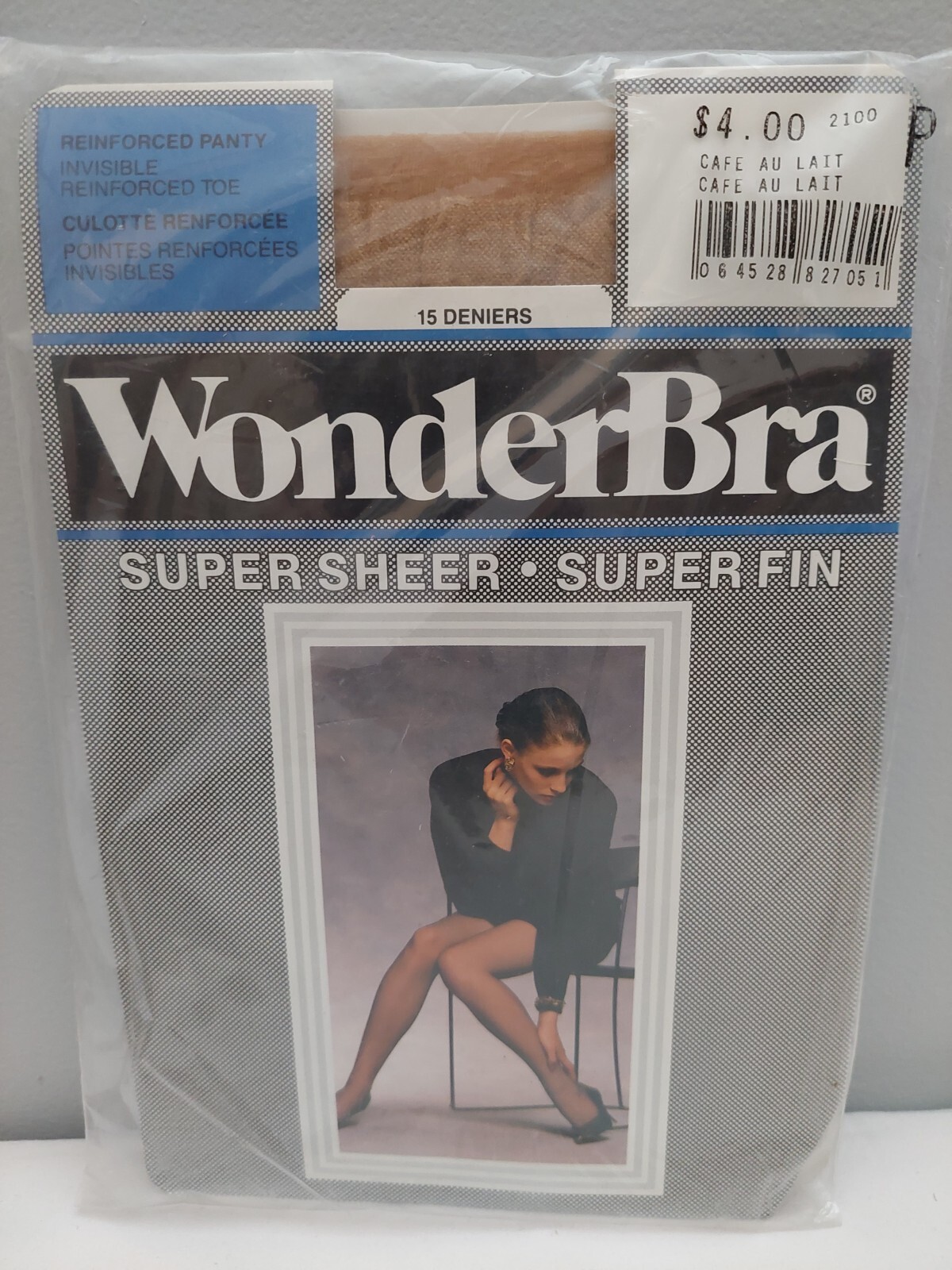 Vintage Pantyhose Wonderbra Super Sheer Color Café au Lait Size P BWS1