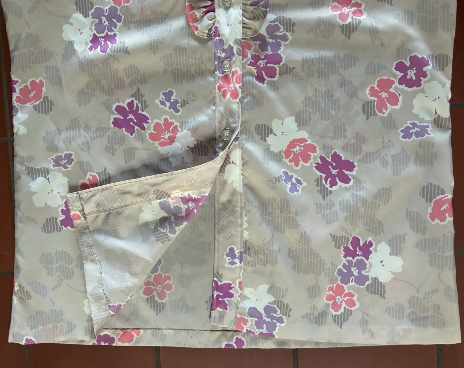 Vintage 80s Lucky Winner Ruffled High Neck Blouse Secretary Geek USA size M