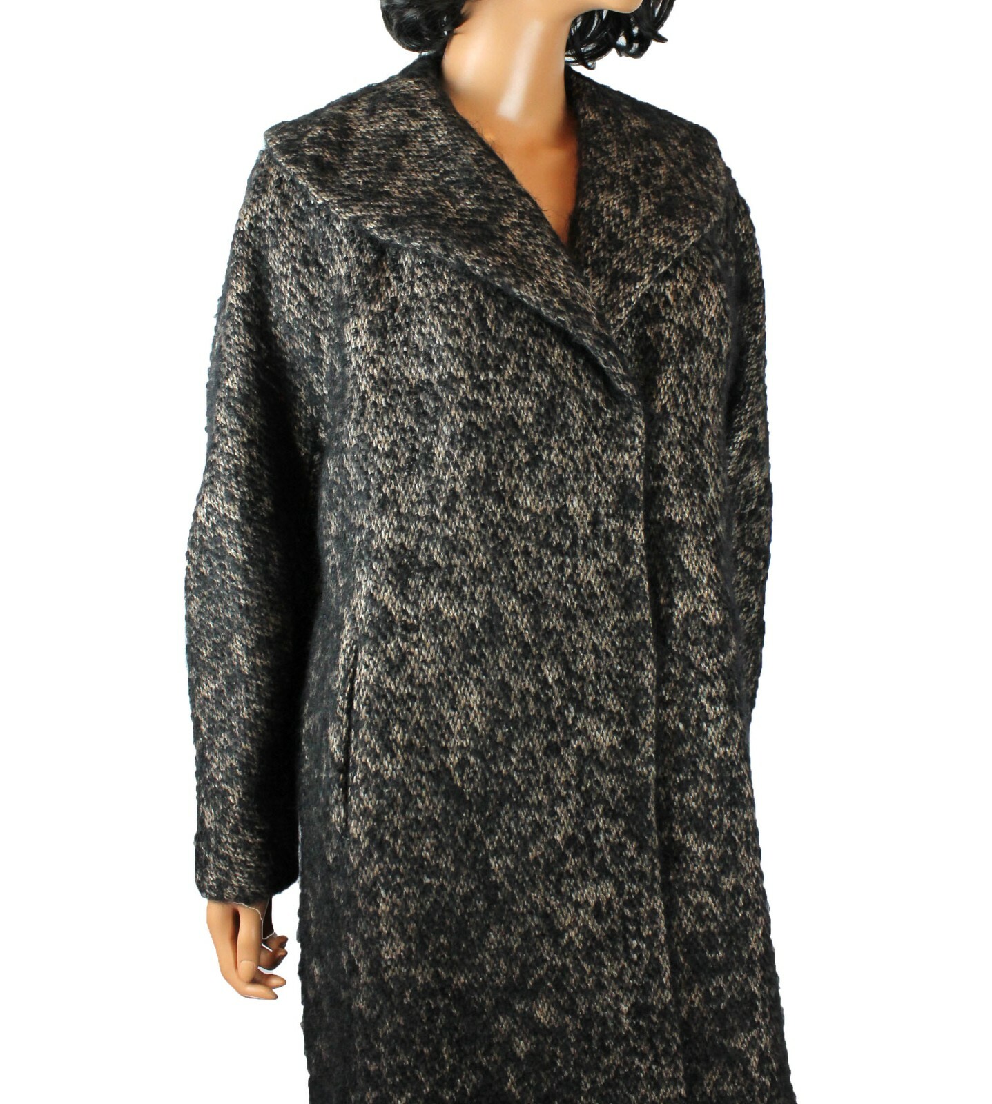 Winter Coat Sz L Vintage 50s Black Brown Shaggy Mohair Wool Jacket Frank Gallant