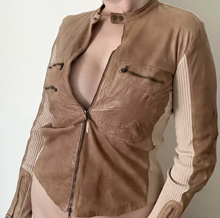Vintage ROBERTO CAVALLI Lambskin Leather Jacket Y2K Cavalli Class Size 8