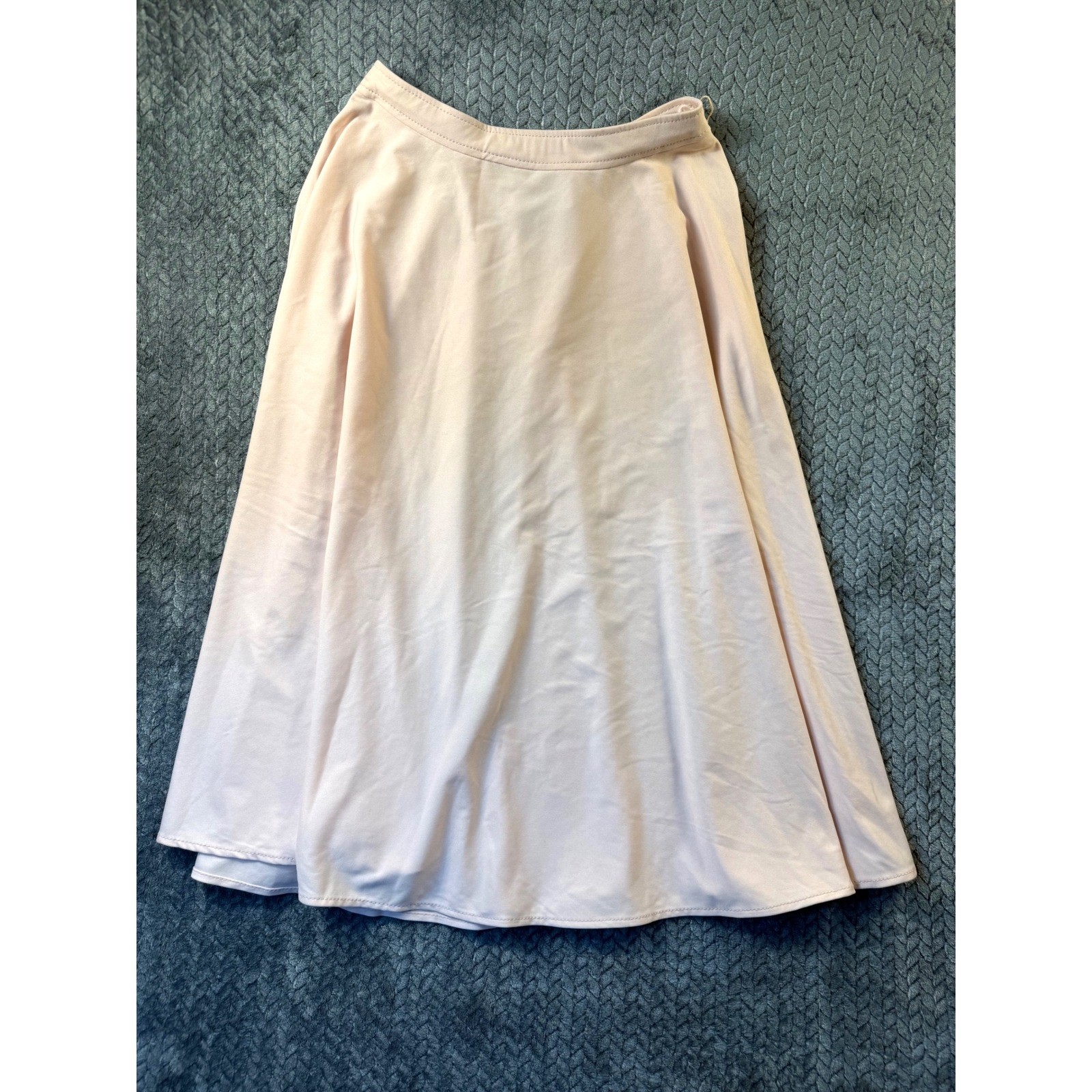 Vintage Joyce Sportswear Pastel Pink Midi Skirt Elastic Waist Flared A-Line