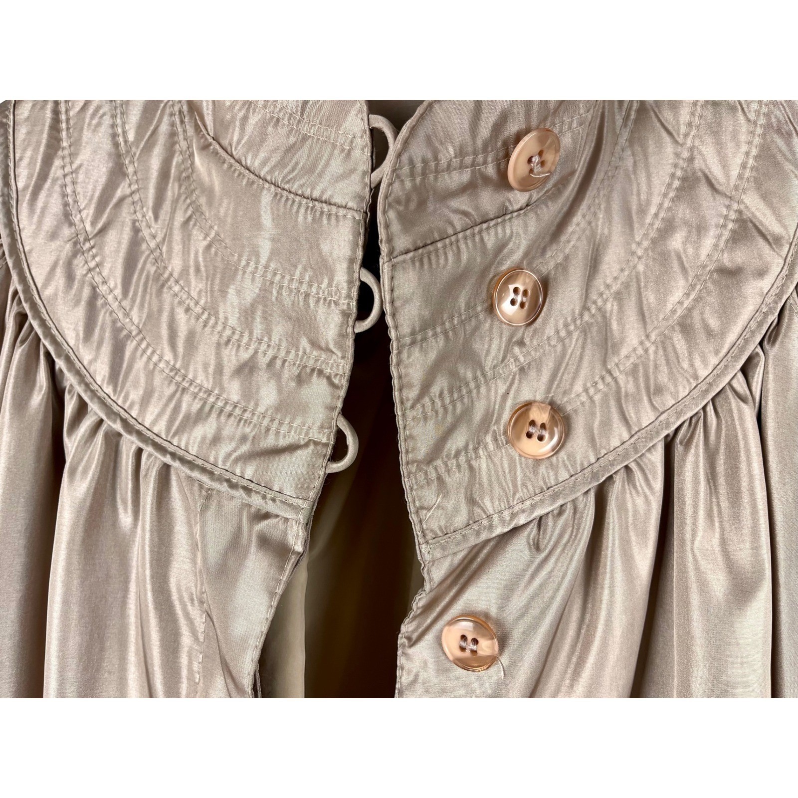 Vintage Foxland by Larson Taupe Belted Trench Coat Puff Sleeve Long Coat