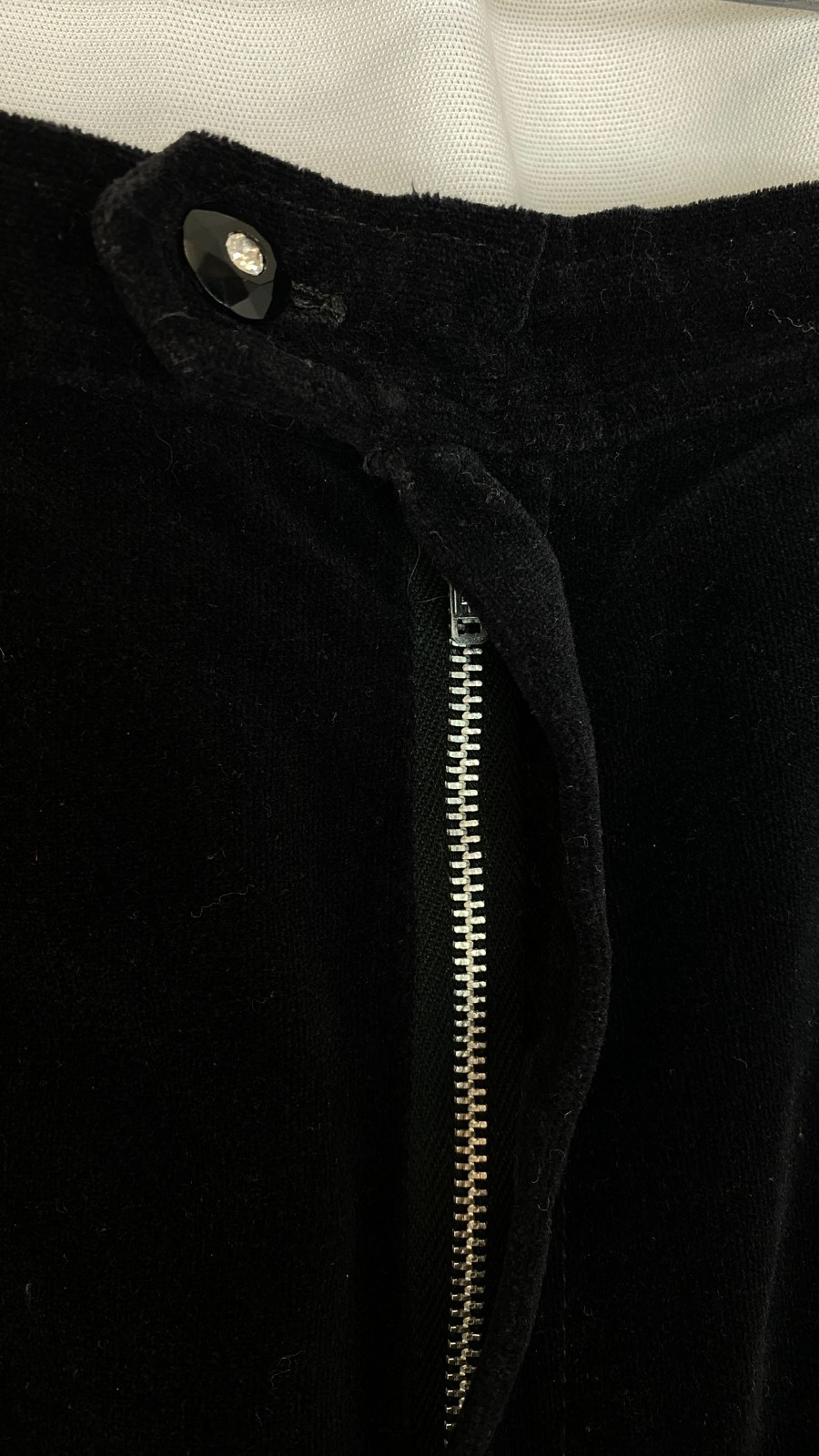 Vintage 1960s black velveteen wide leg pants S rhinestones high waist cotton