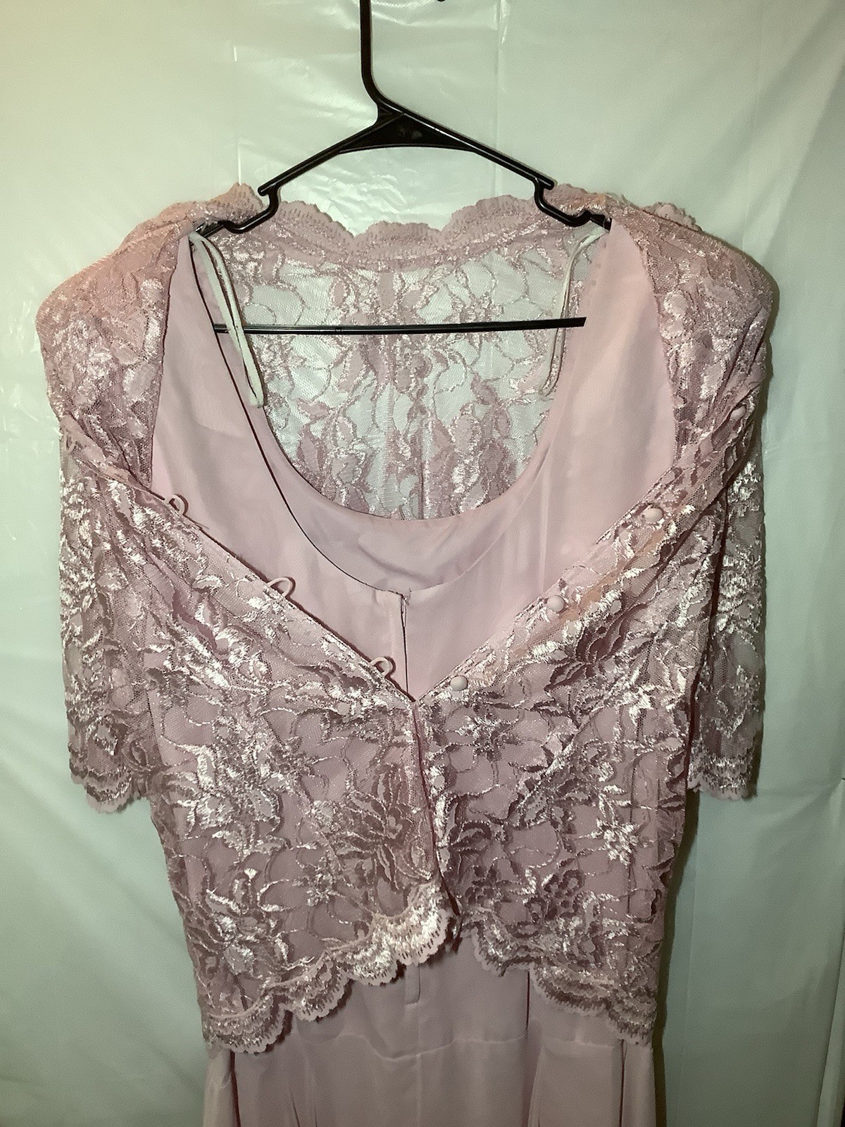 miss elliette dress vintage Long Pink Gown With Lace Jacket Size 16 Formal