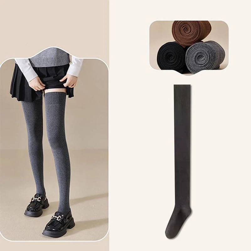 Women Thigh High Socks Jk Lolita Stockings Accessory Solid Color Over Knee Stock