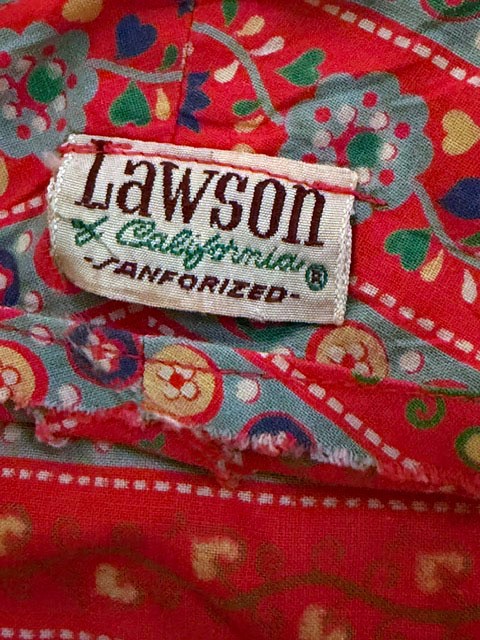 Lawson Of California Vintage 50s Red Floral Cotton Calico Tie Summer Vest Top SM