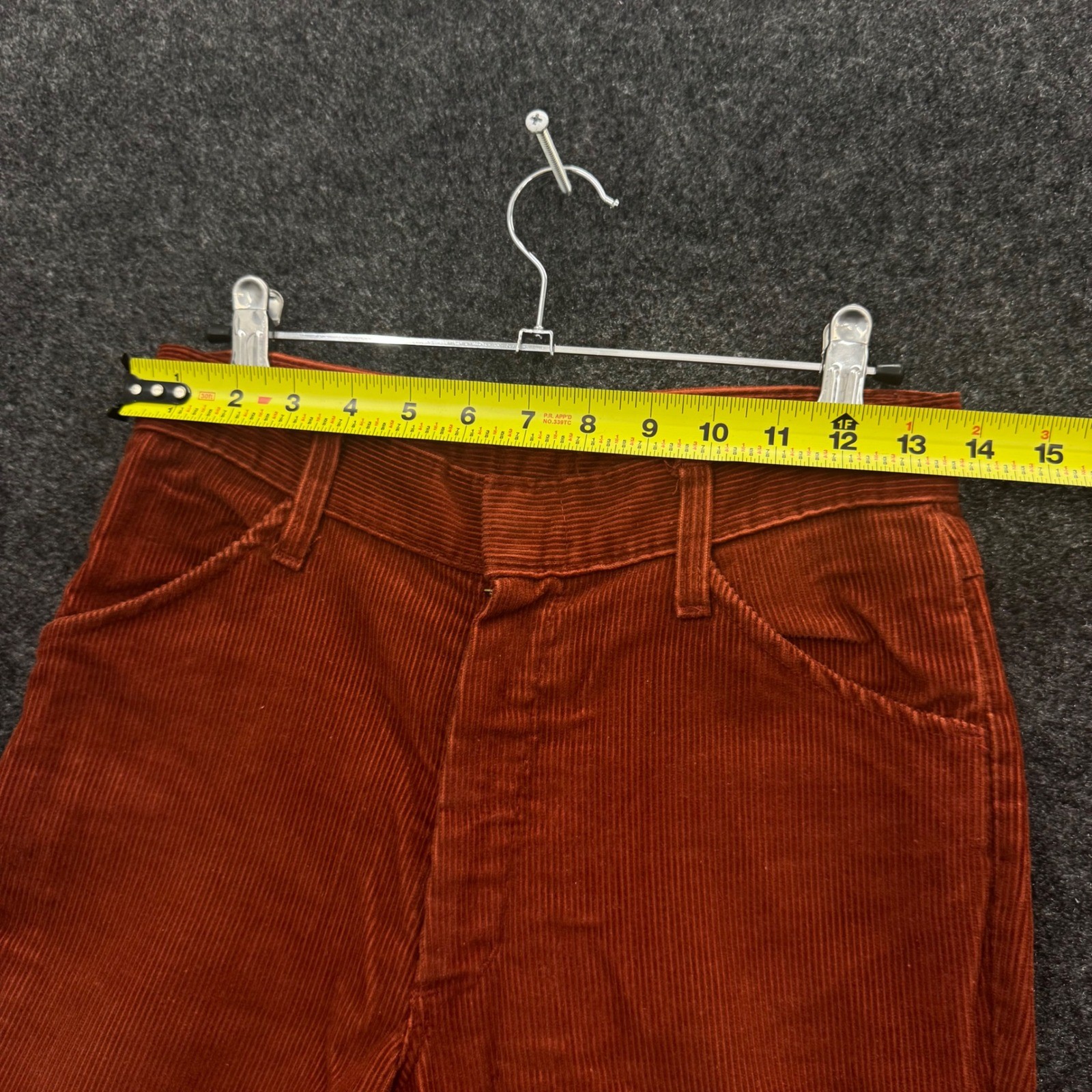 Vintage 70s Flare Corduroy Pants Rust Orange High Waisted Boho Trousers 25 Waist