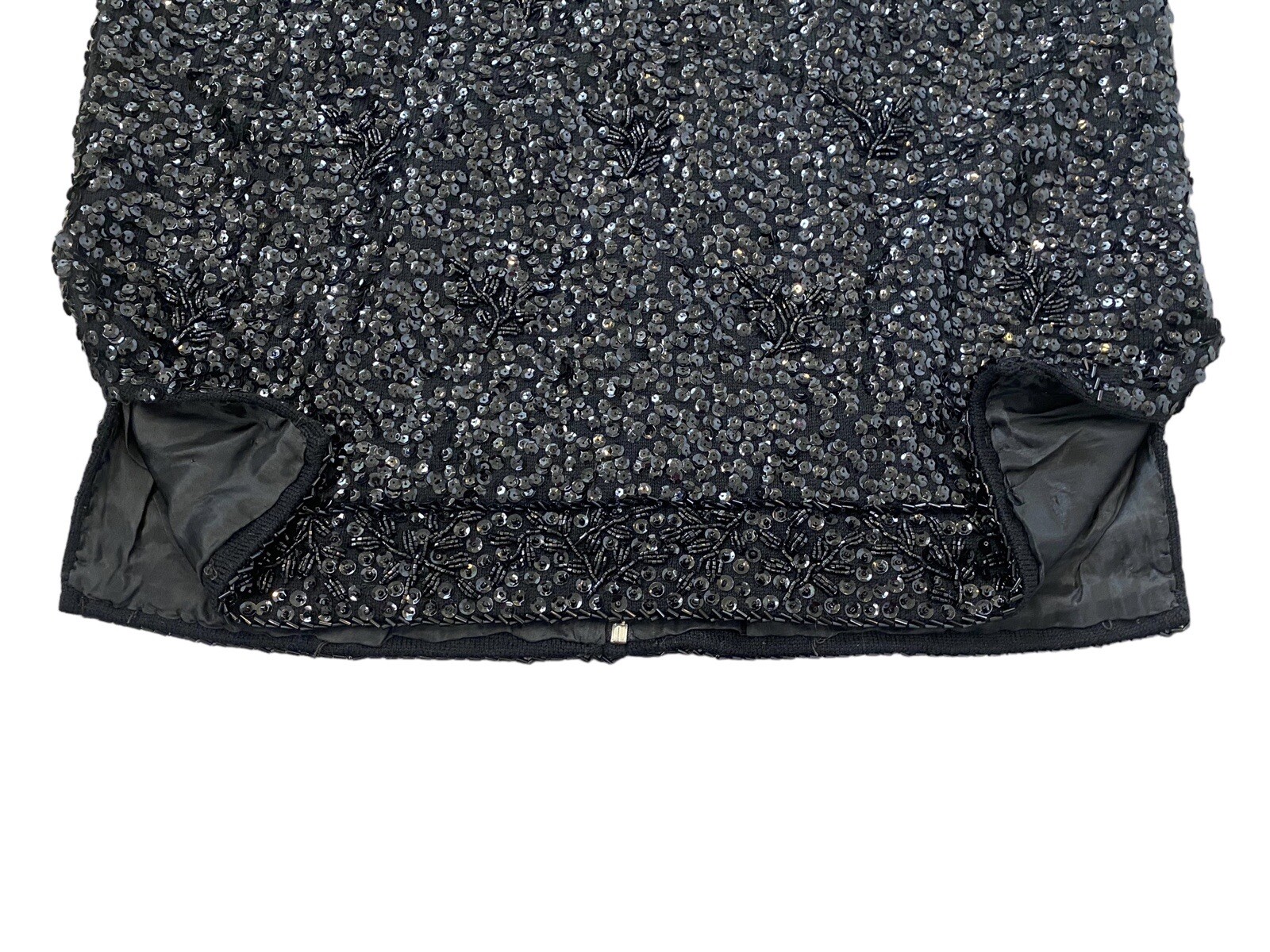 Vintage MCM Black Beaded & Sequins Sweater Tank Top London Shop 50s 60s Med.